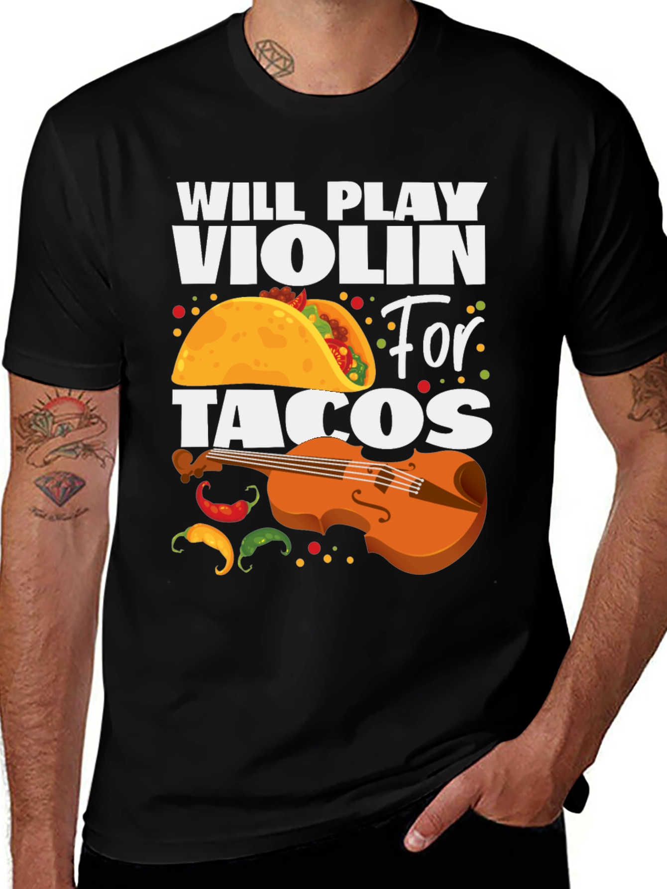 Will Play Violin For Tacos Graphic Tee