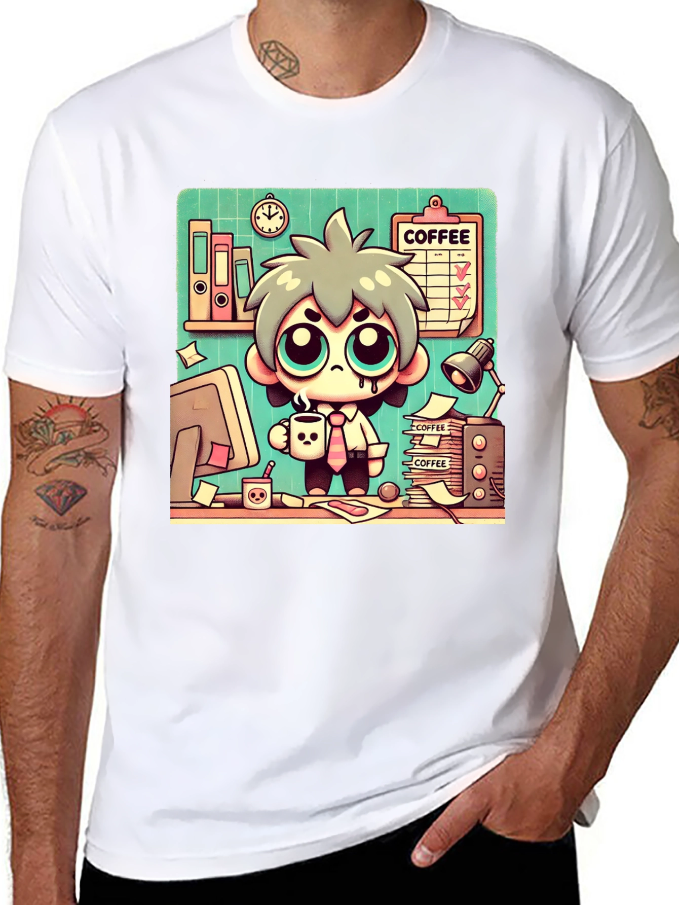 Funny Coffee Lover Cartoon T-Shirt