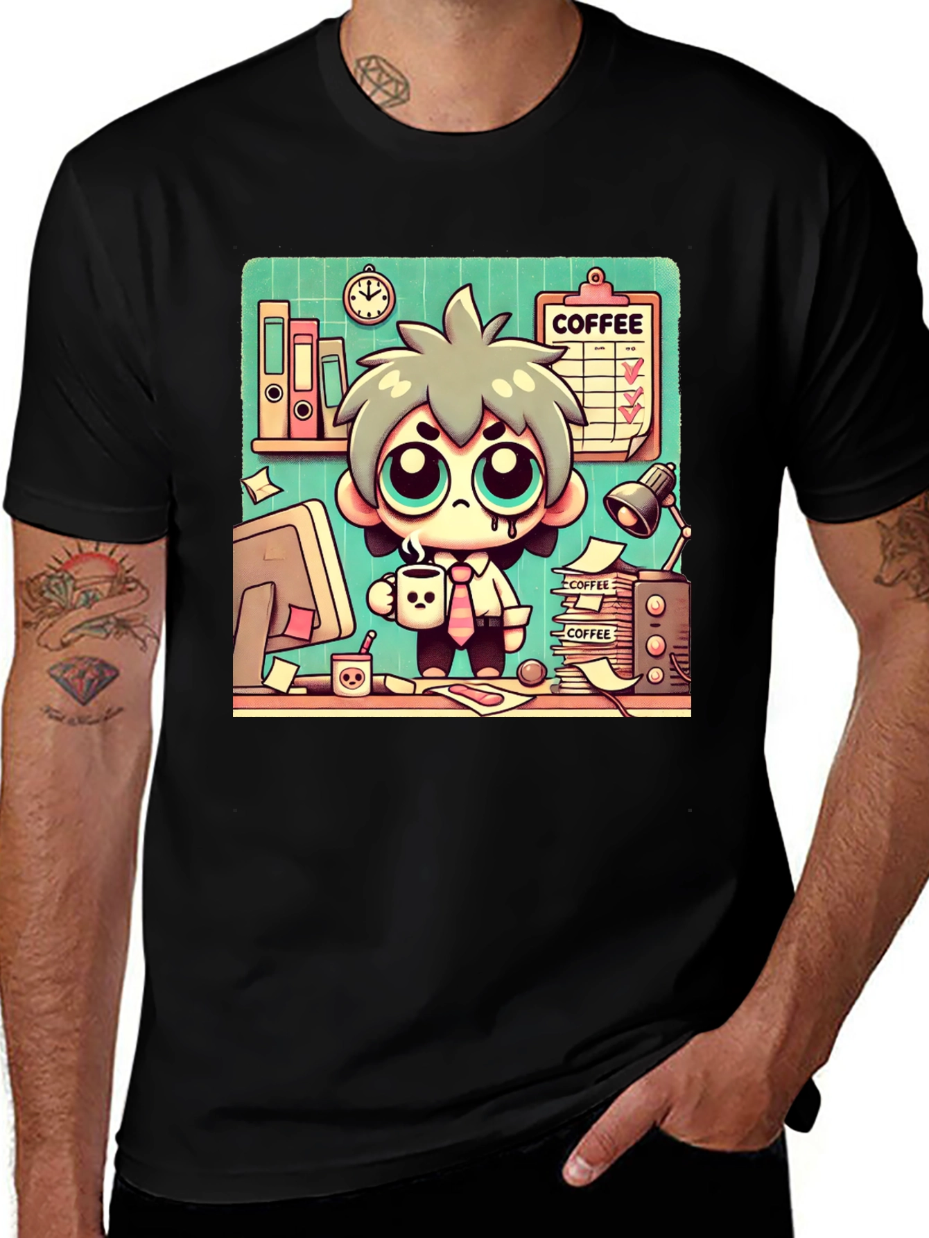 Funny Coffee Lover Cartoon T-Shirt