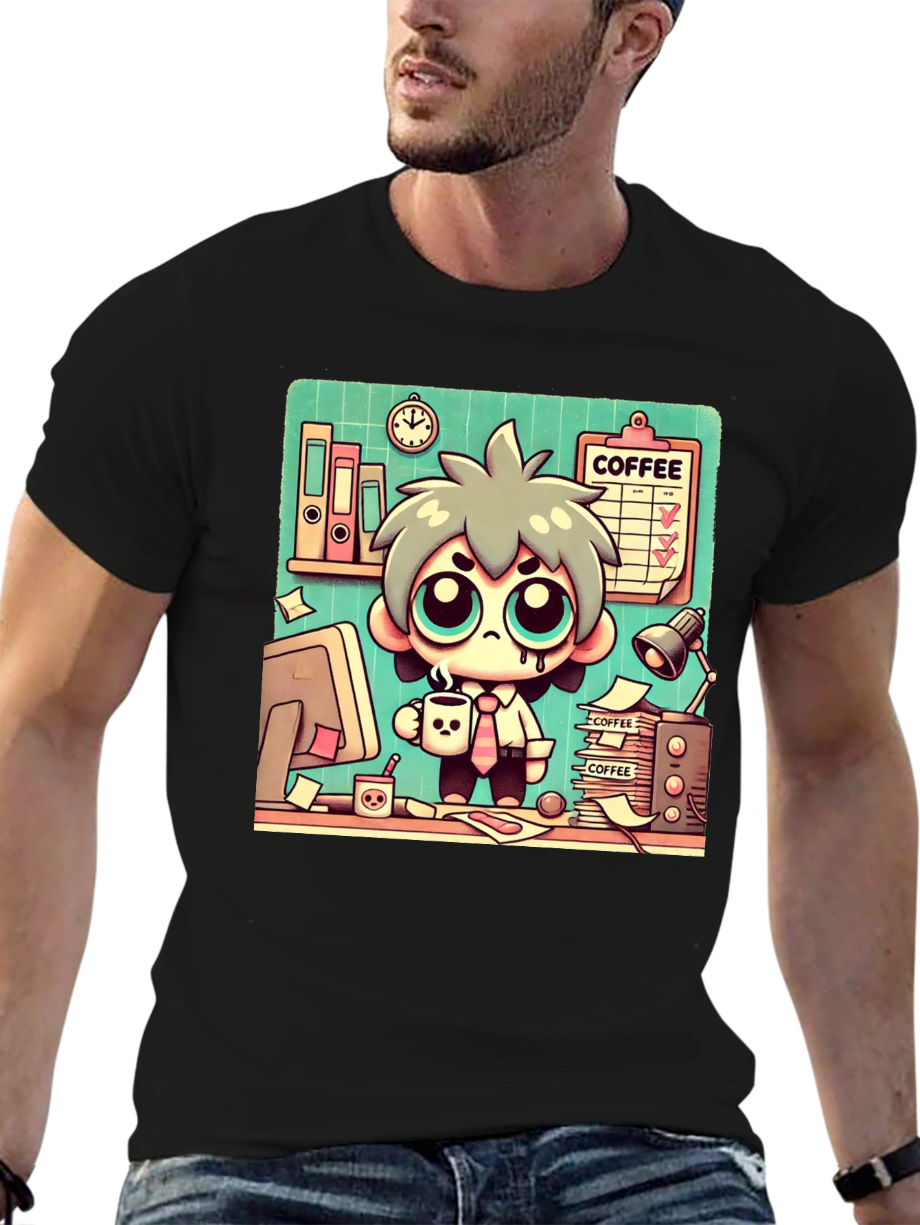 Funny Coffee Lover Cartoon T-Shirt