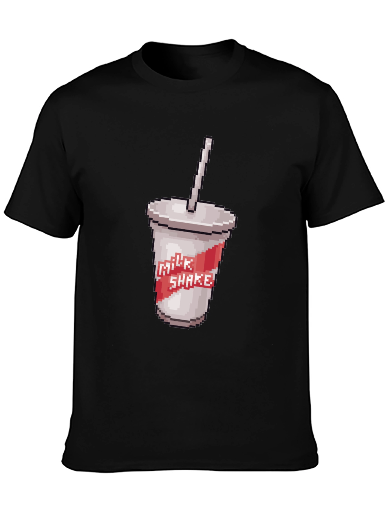 Retro Pixel Milkshake T-Shirt - Classic Black Tee