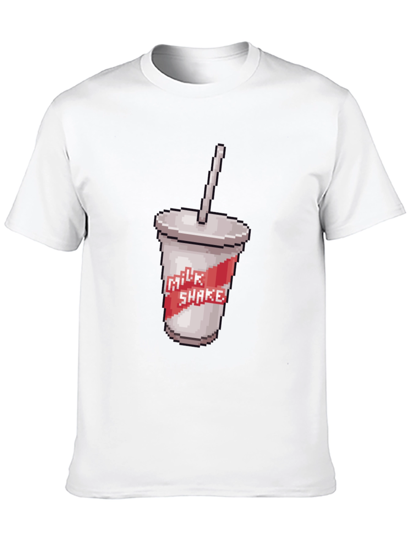 Retro Pixel Milkshake T-Shirt - Classic Black Tee