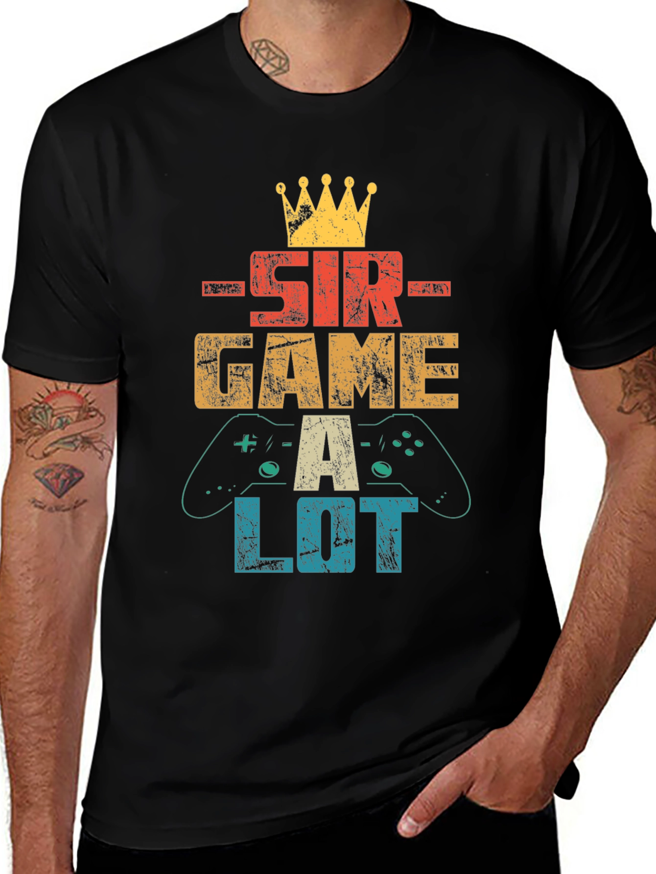 Sir Game A Lot Mens Black Graphic T-Shirt