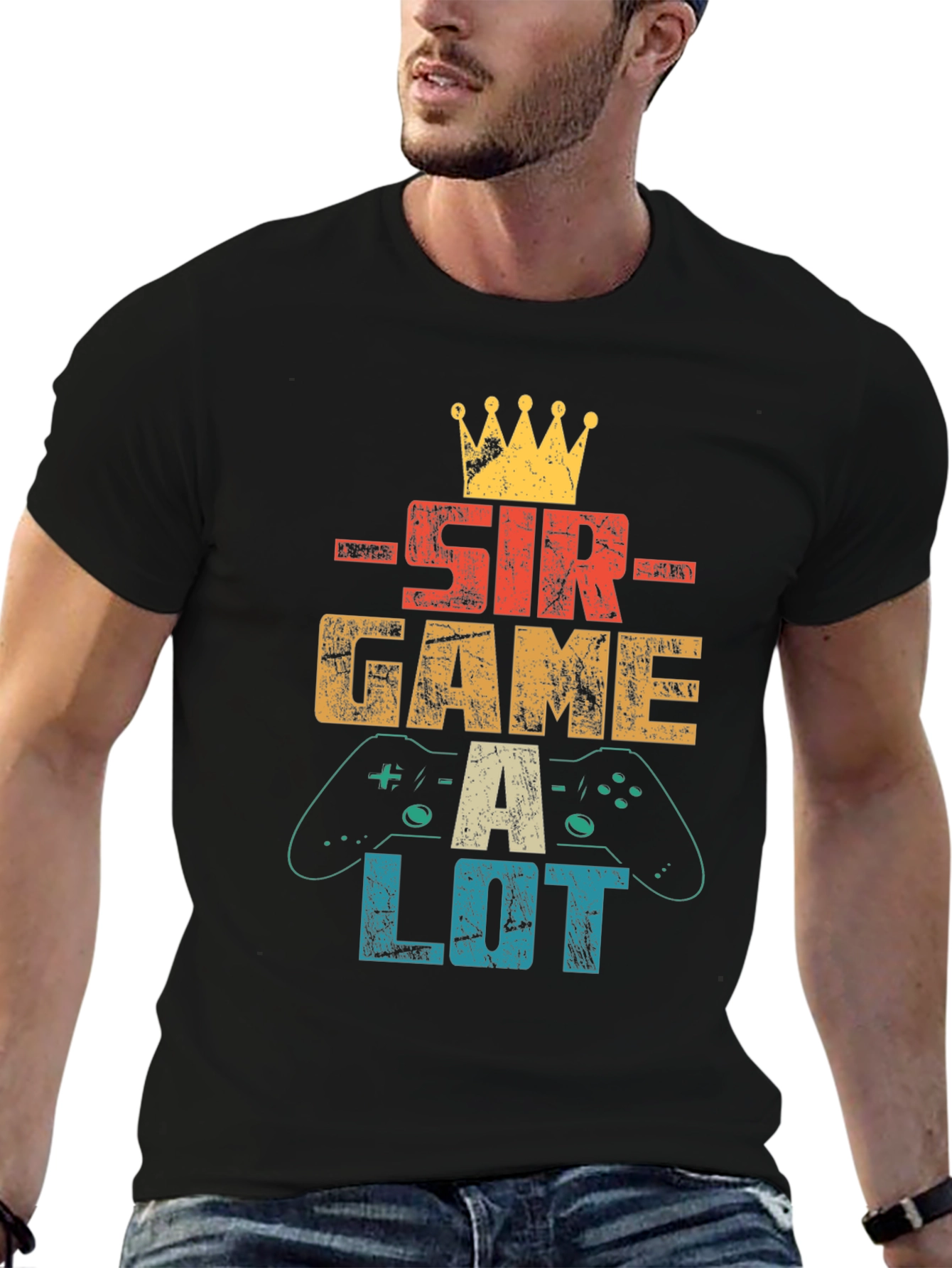 Sir Game A Lot Mens Black Graphic T-Shirt