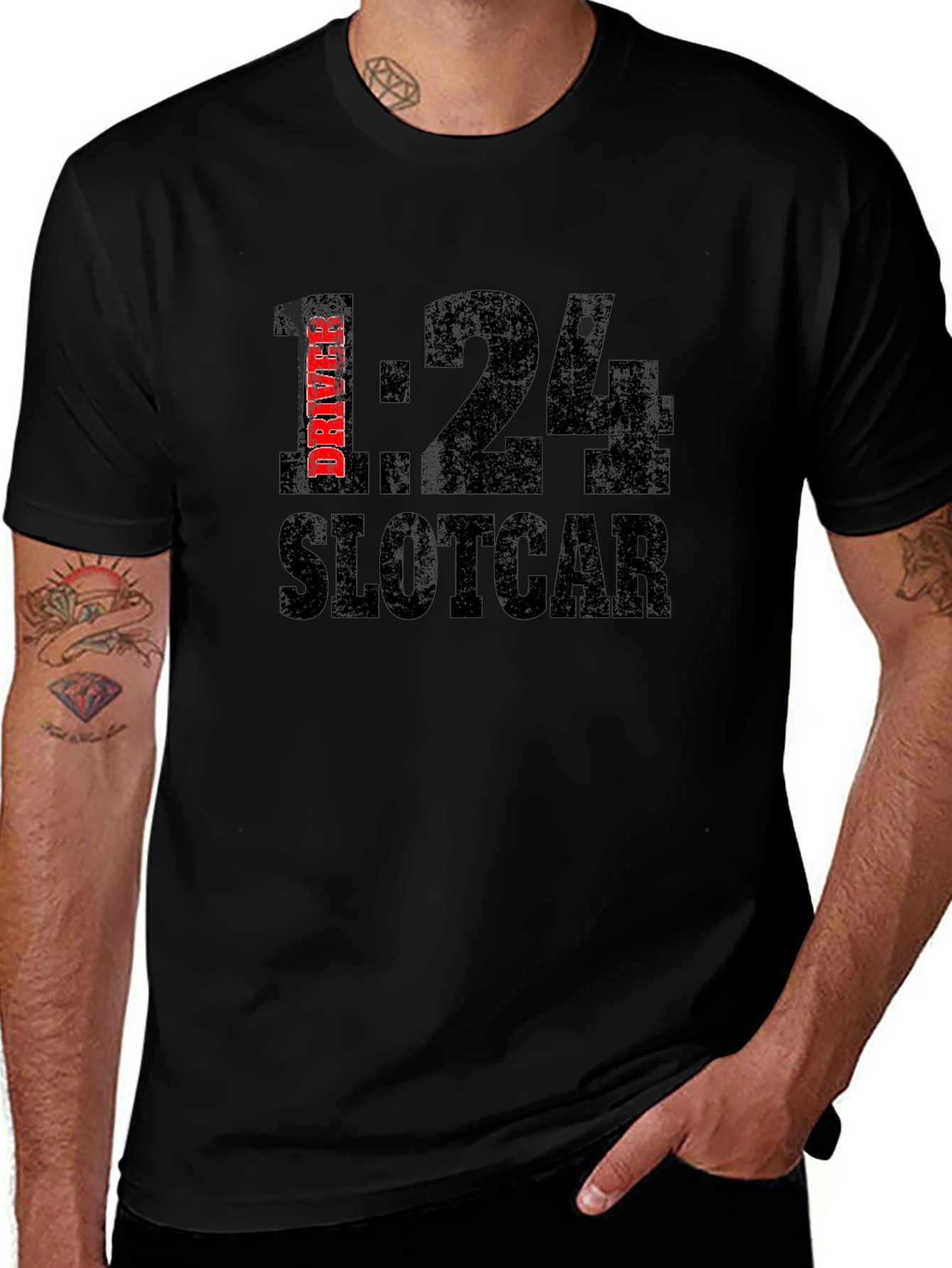 1:24 Slot Car Driver Black T-Shirt