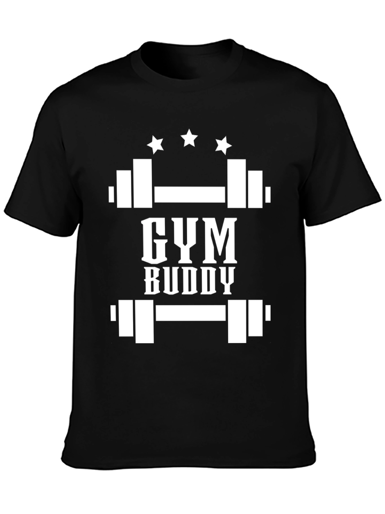 Gym Buddy Black T-Shirt Weightlifting Design