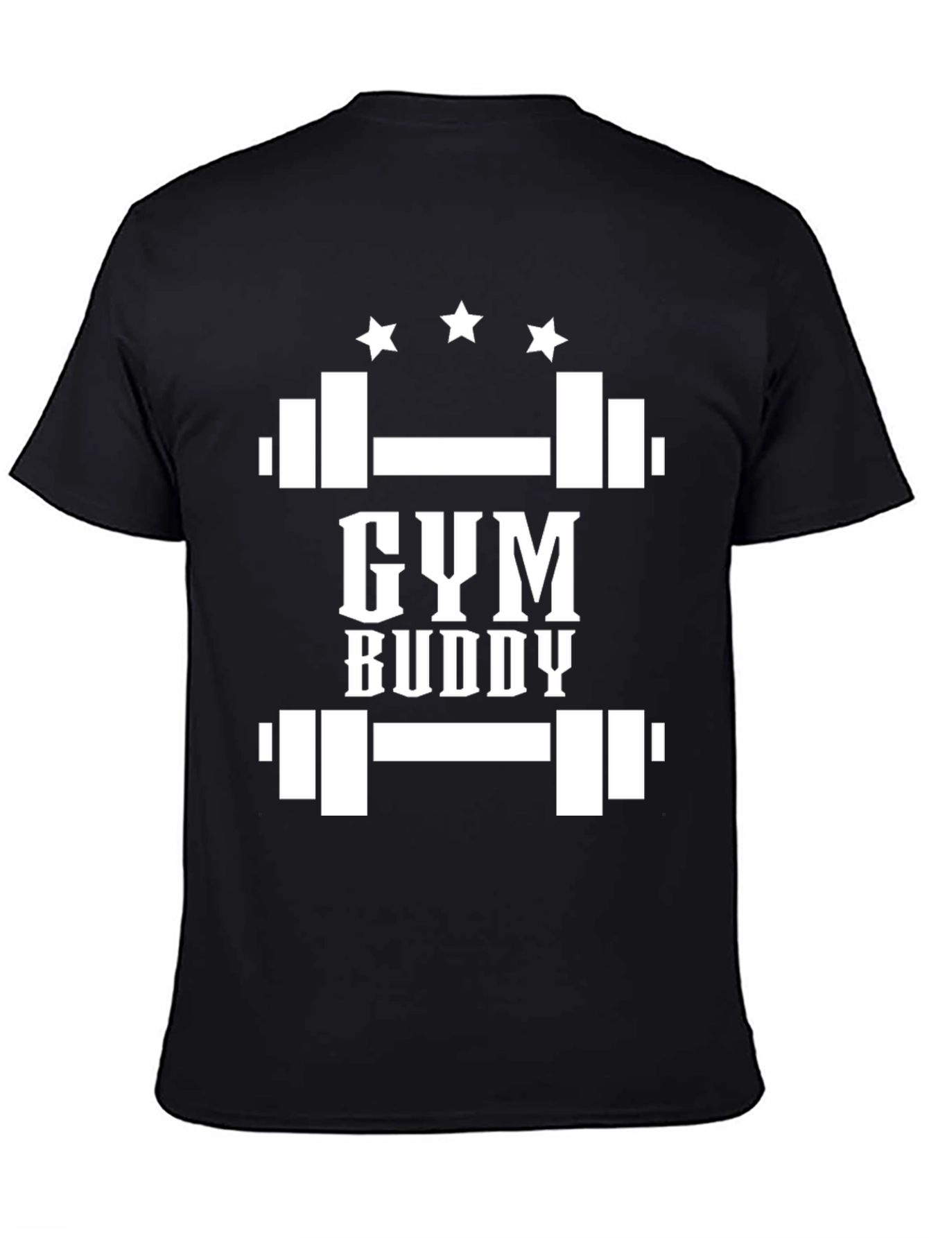 Gym Buddy Black T-Shirt Weightlifting Design