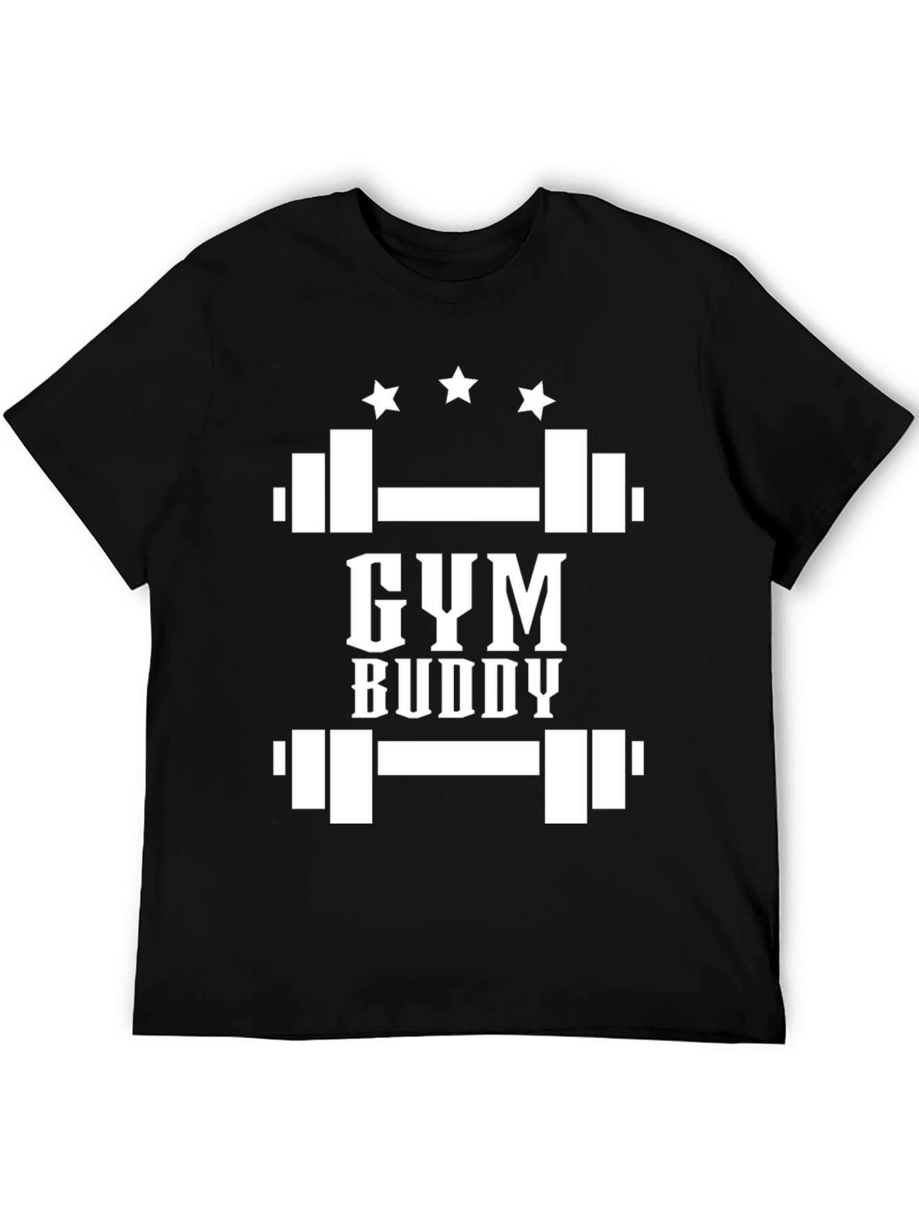 Gym Buddy Black T-Shirt Weightlifting Design