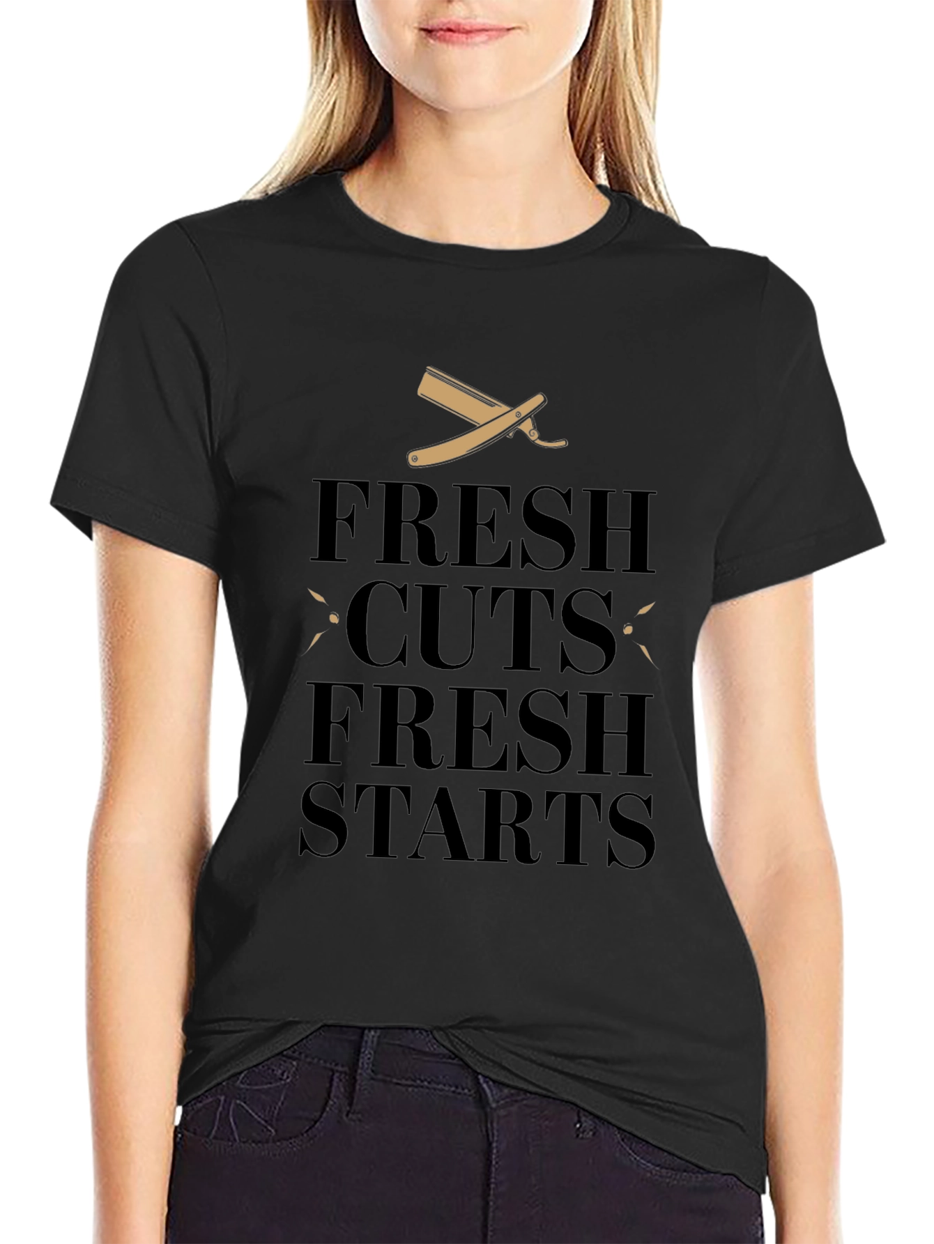 Fresh Cuts & Starts Black Graphic Tee