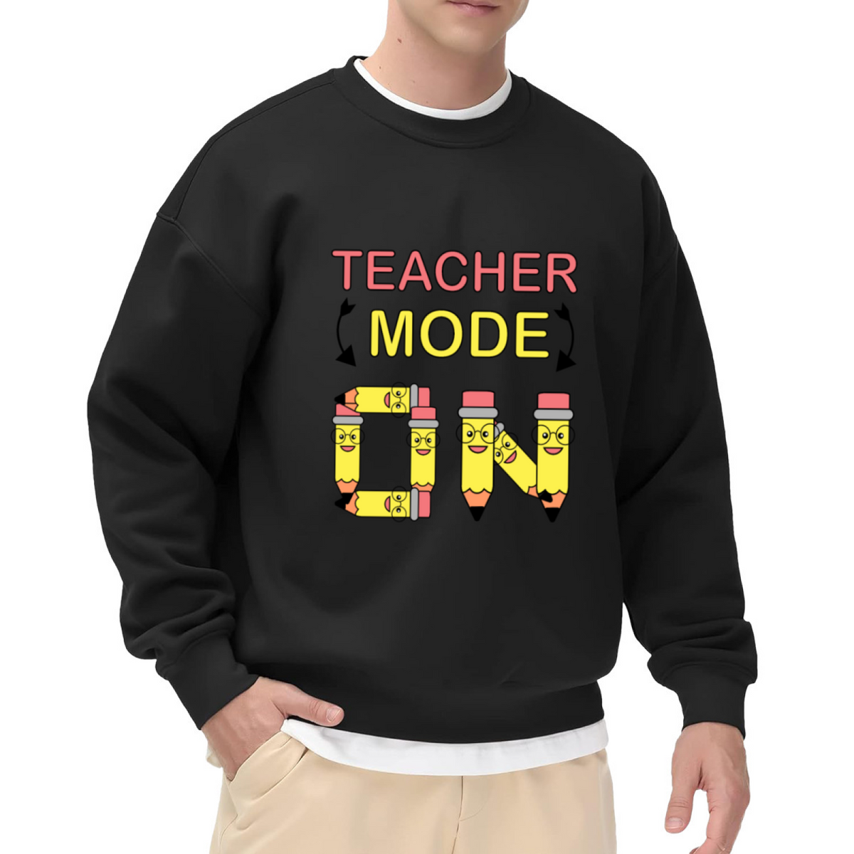 TEACHER MODE ON - Funny Teacher Graphic ԲÁìÎÀÒÂ | Unisex Pullover Sweatshirt