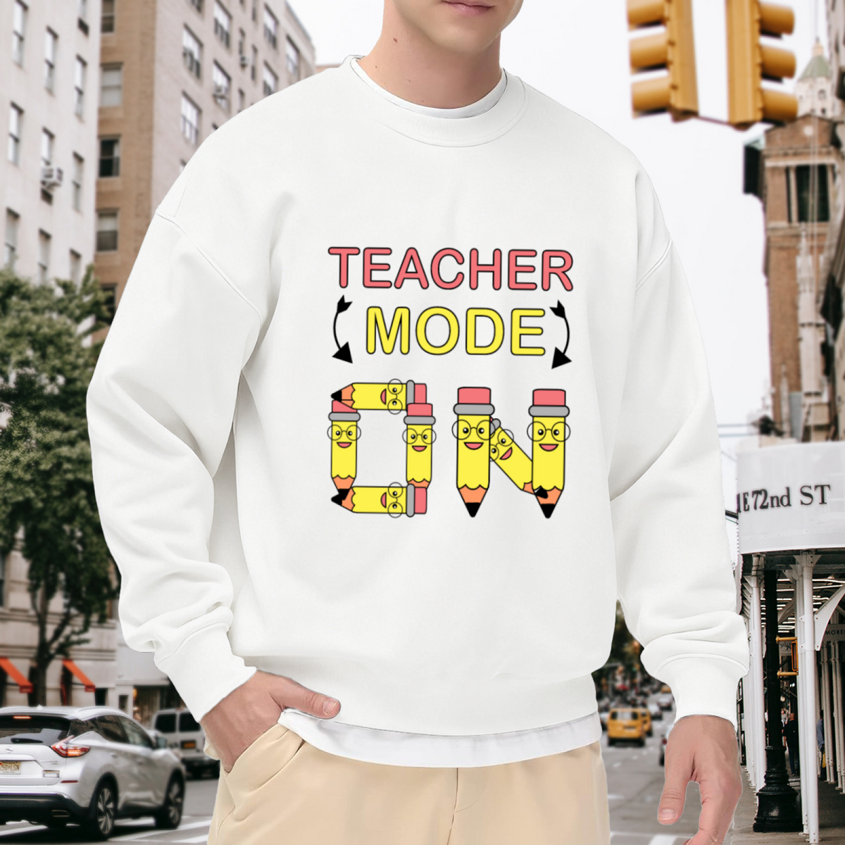 TEACHER MODE ON - Funny Teacher Graphic ԲÁìÎÀÒÂ | Unisex Pullover Sweatshirt