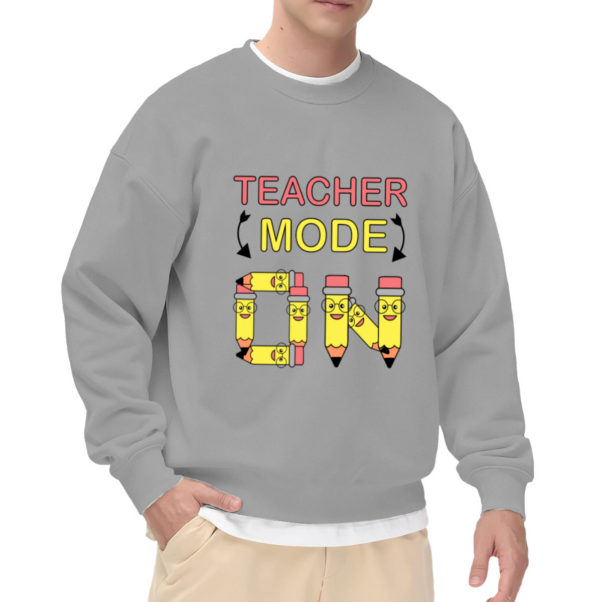 TEACHER MODE ON - Funny Teacher Graphic ԲÁìÎÀÒÂ | Unisex Pullover Sweatshirt