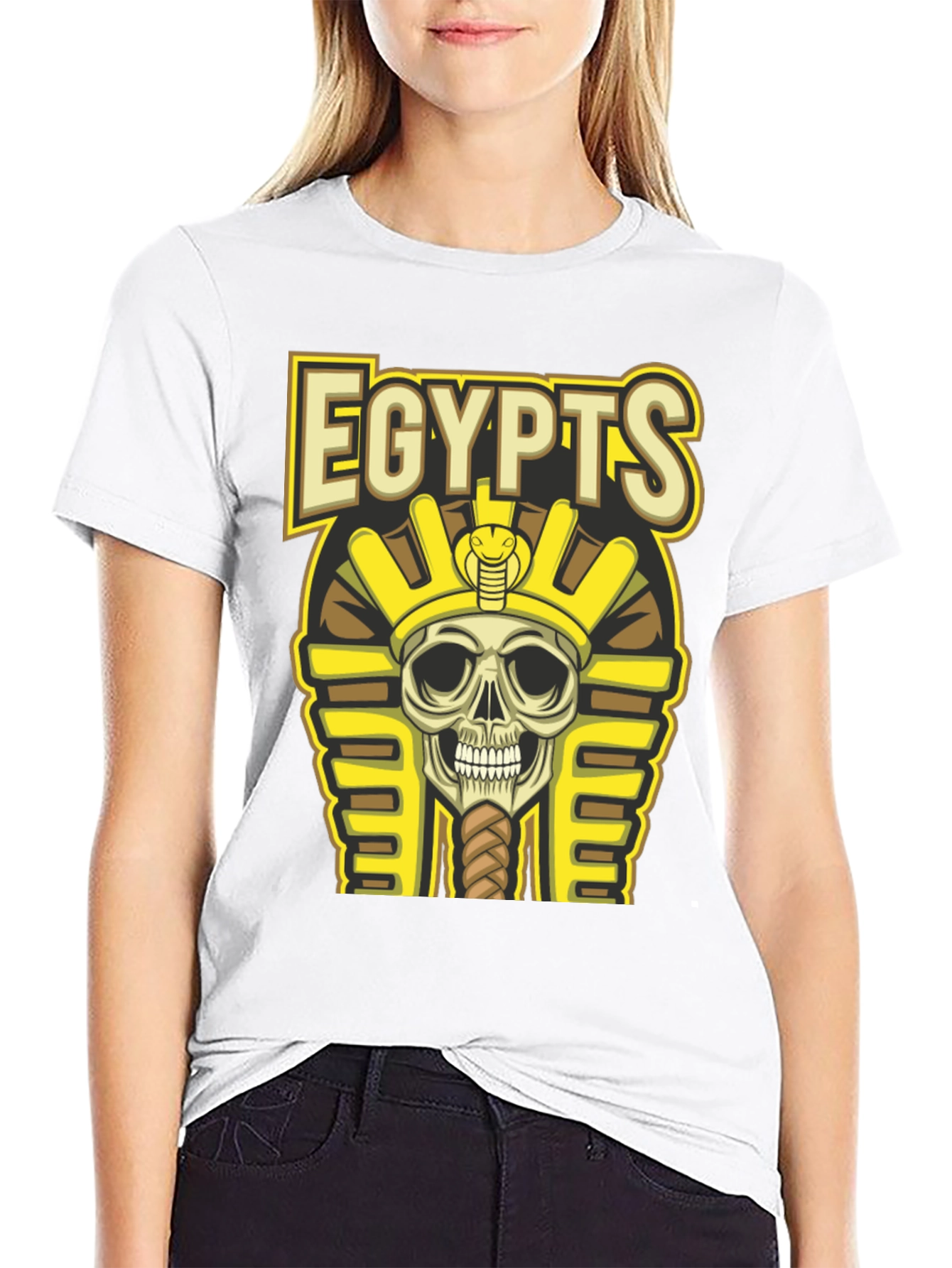 Egypts Skull Pharaoh Graphic Black T-Shirt