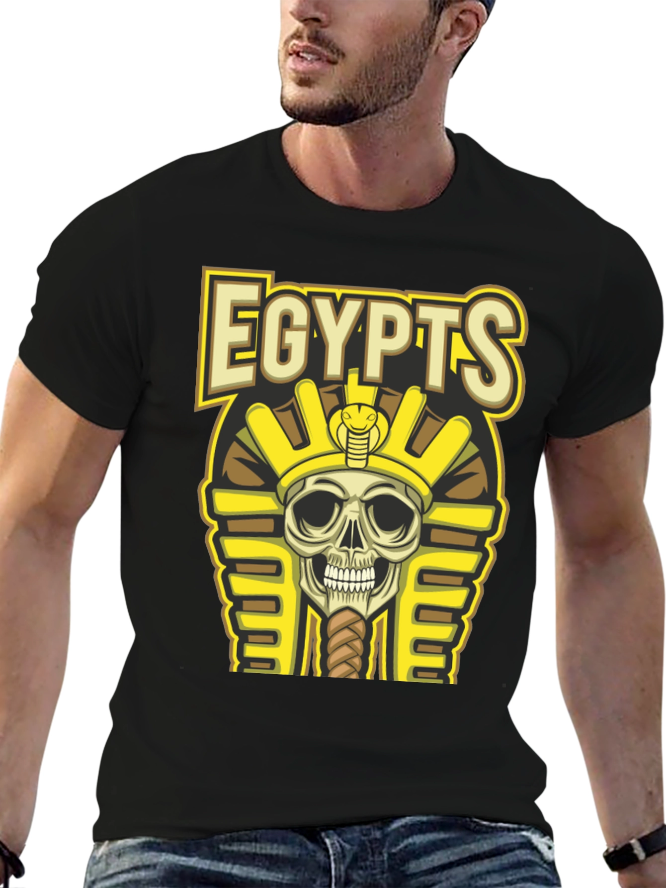 Egypts Skull Pharaoh Graphic Black T-Shirt
