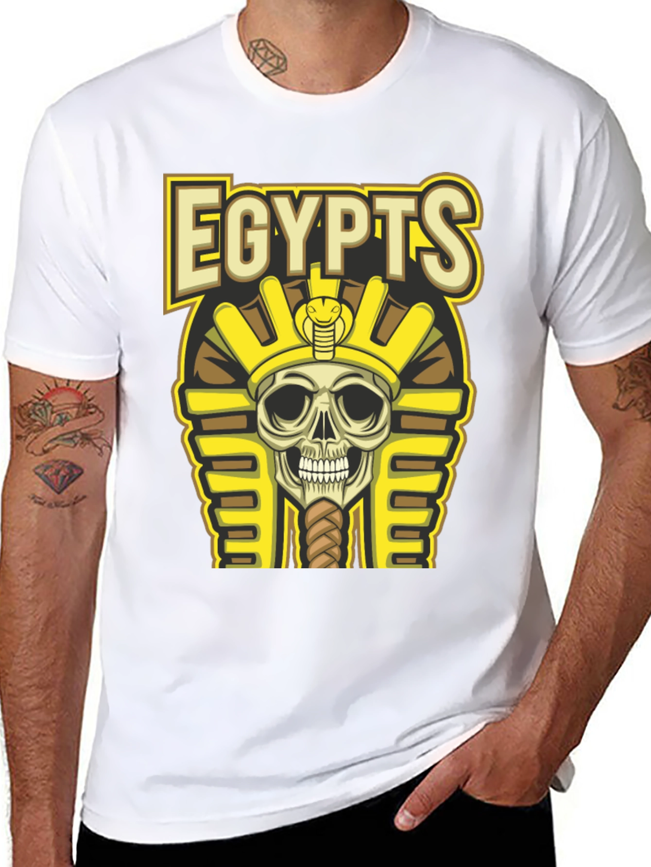 Egypts Skull Pharaoh Graphic Black T-Shirt