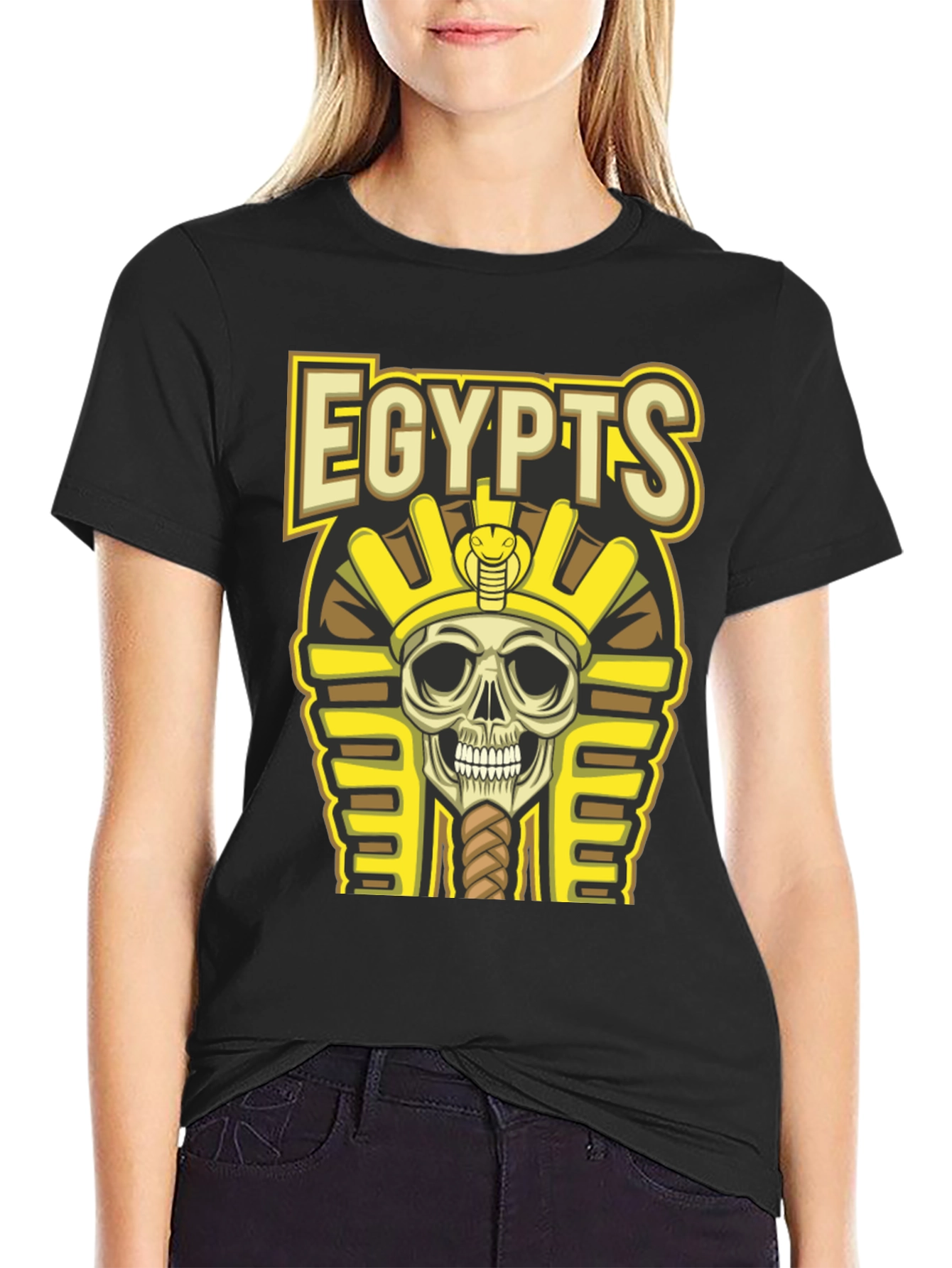 Egypts Skull Pharaoh Graphic Black T-Shirt