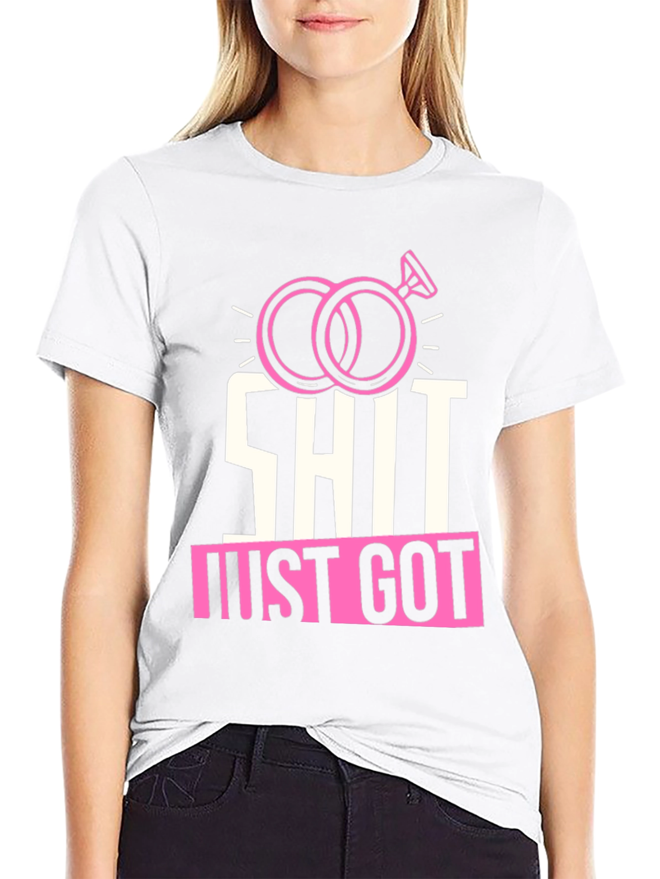 Funny Wedding Rings T-Shirt: Shit Just Got Real!