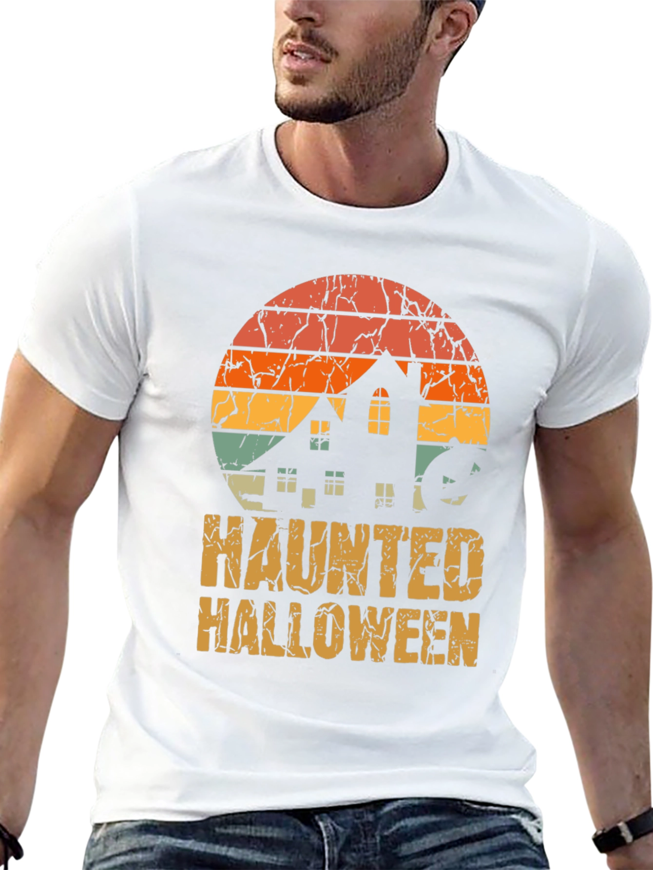 Haunted Halloween Retro T-Shirt