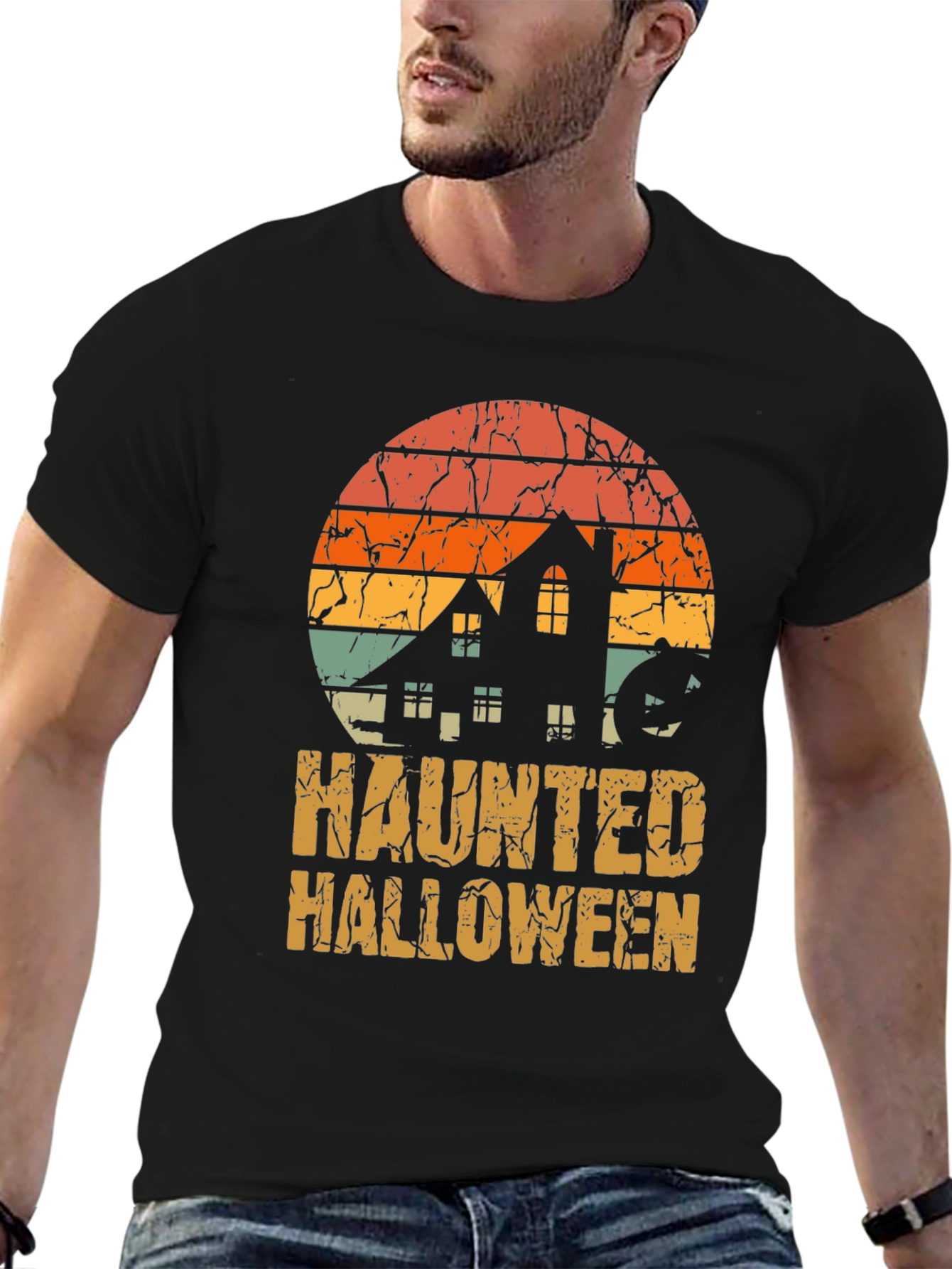 Haunted Halloween Retro T-Shirt