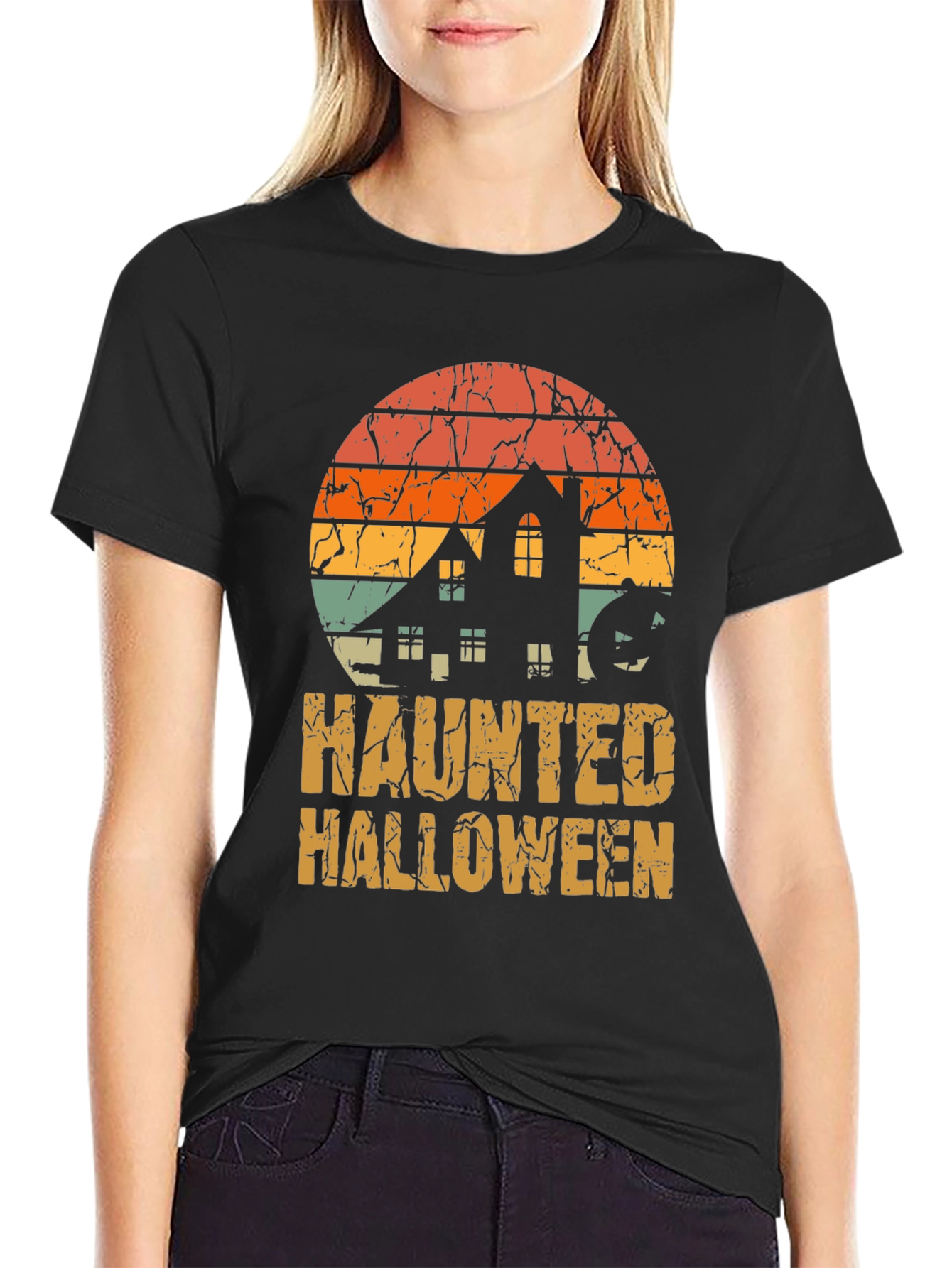 Haunted Halloween Retro T-Shirt