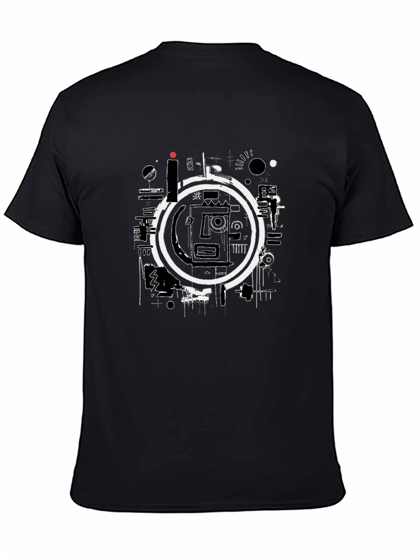 Abstract Graphic Print Black Crew Neck T-Shirt