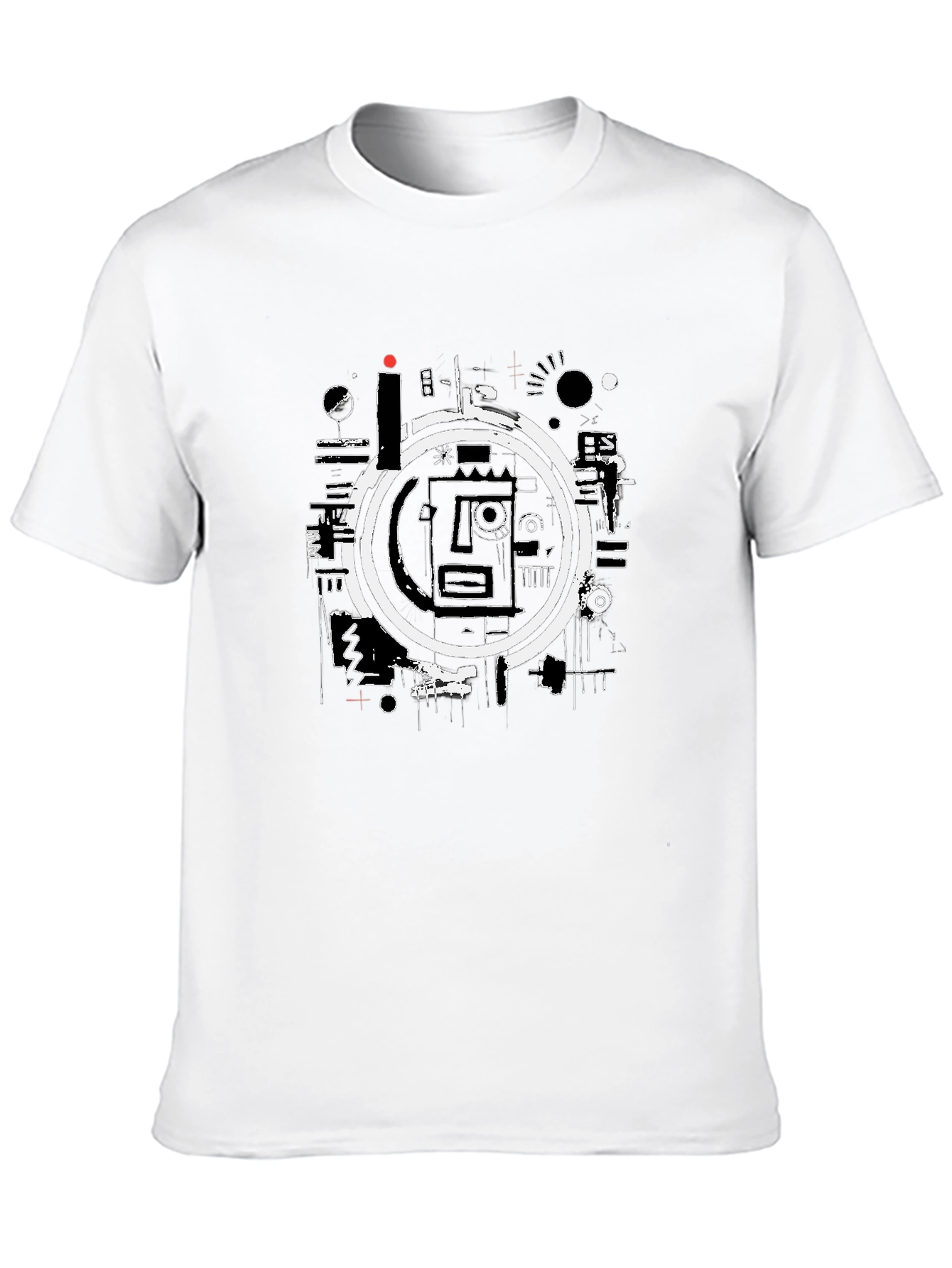 Abstract Graphic Print Black Crew Neck T-Shirt