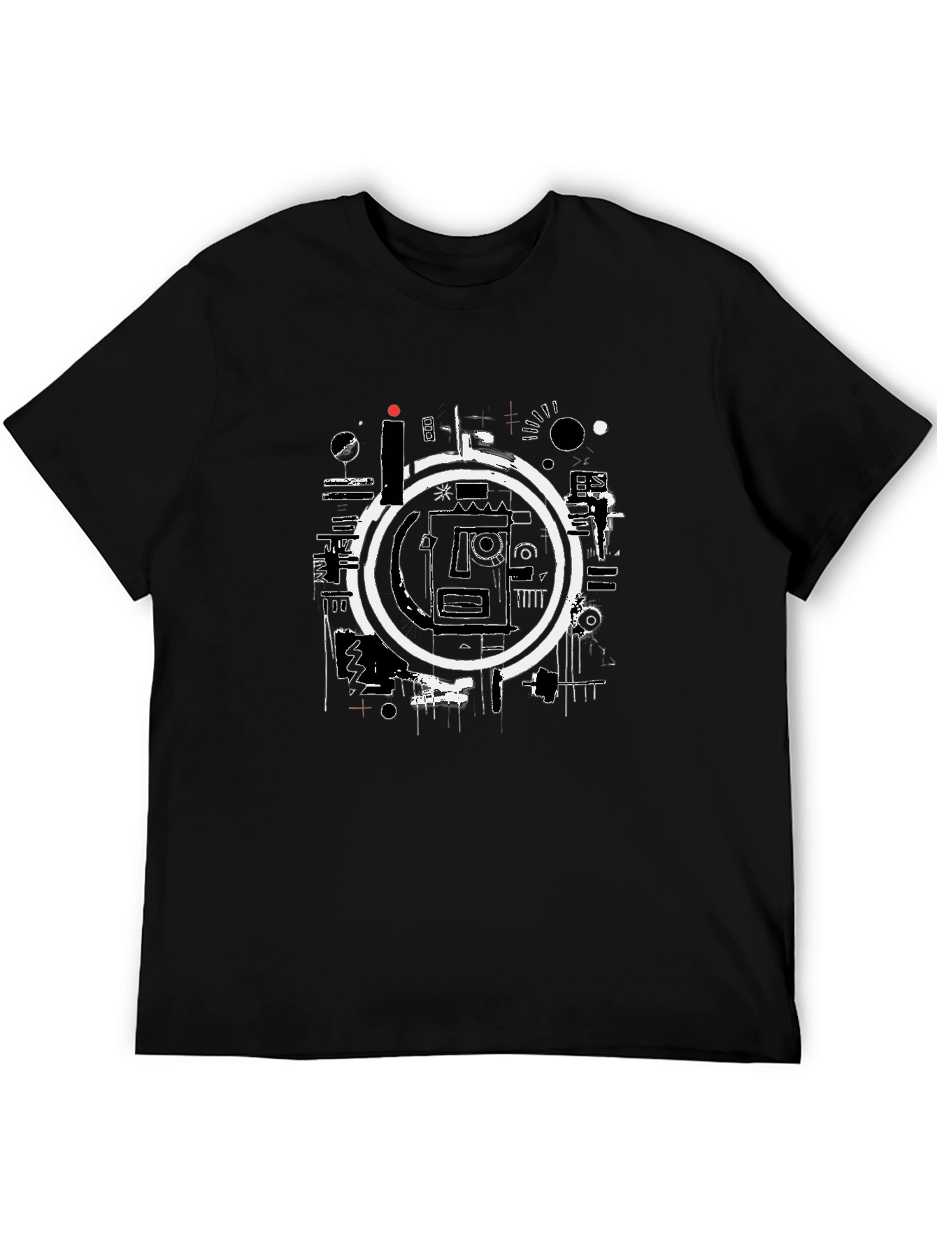Abstract Graphic Print Black Crew Neck T-Shirt