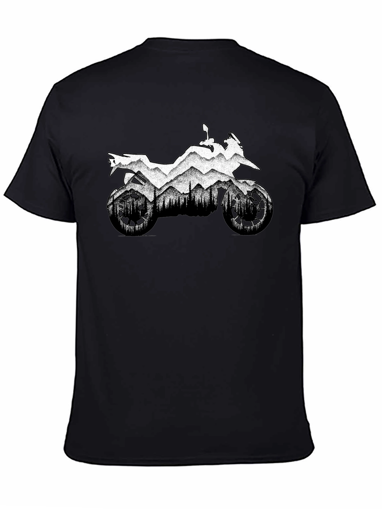 Motorcycle Mountain Black Graphic T-Shirt