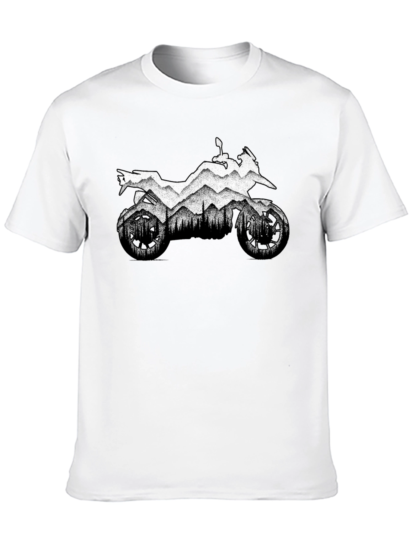Motorcycle Mountain Black Graphic T-Shirt