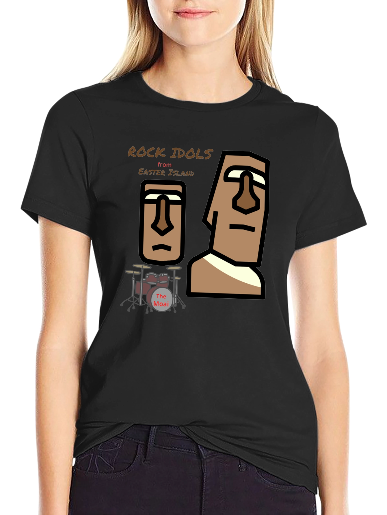 Rock Idols from Easter Island Black T-Shirt