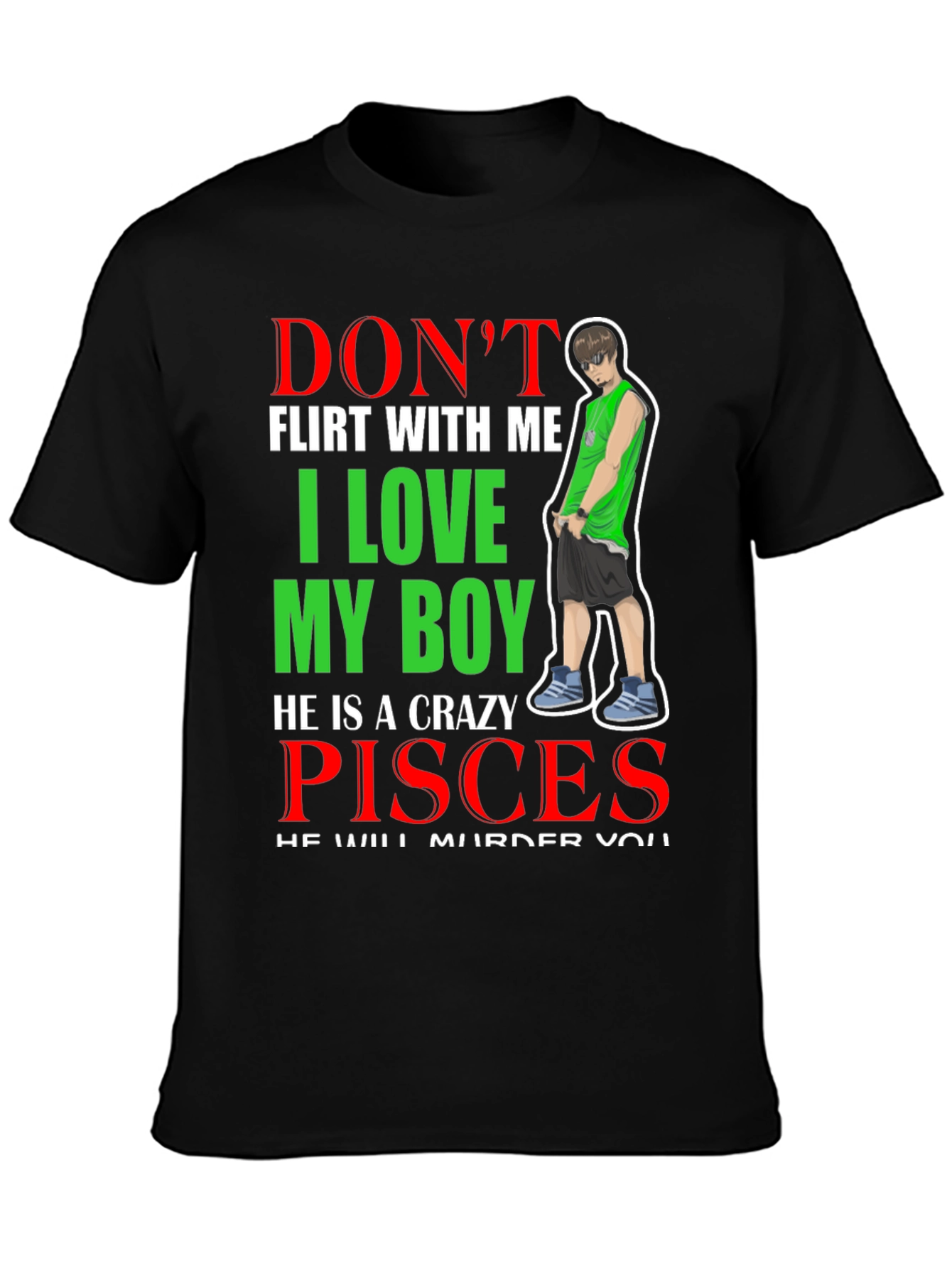 Crazy Pisces Boy Graphic T-Shirt