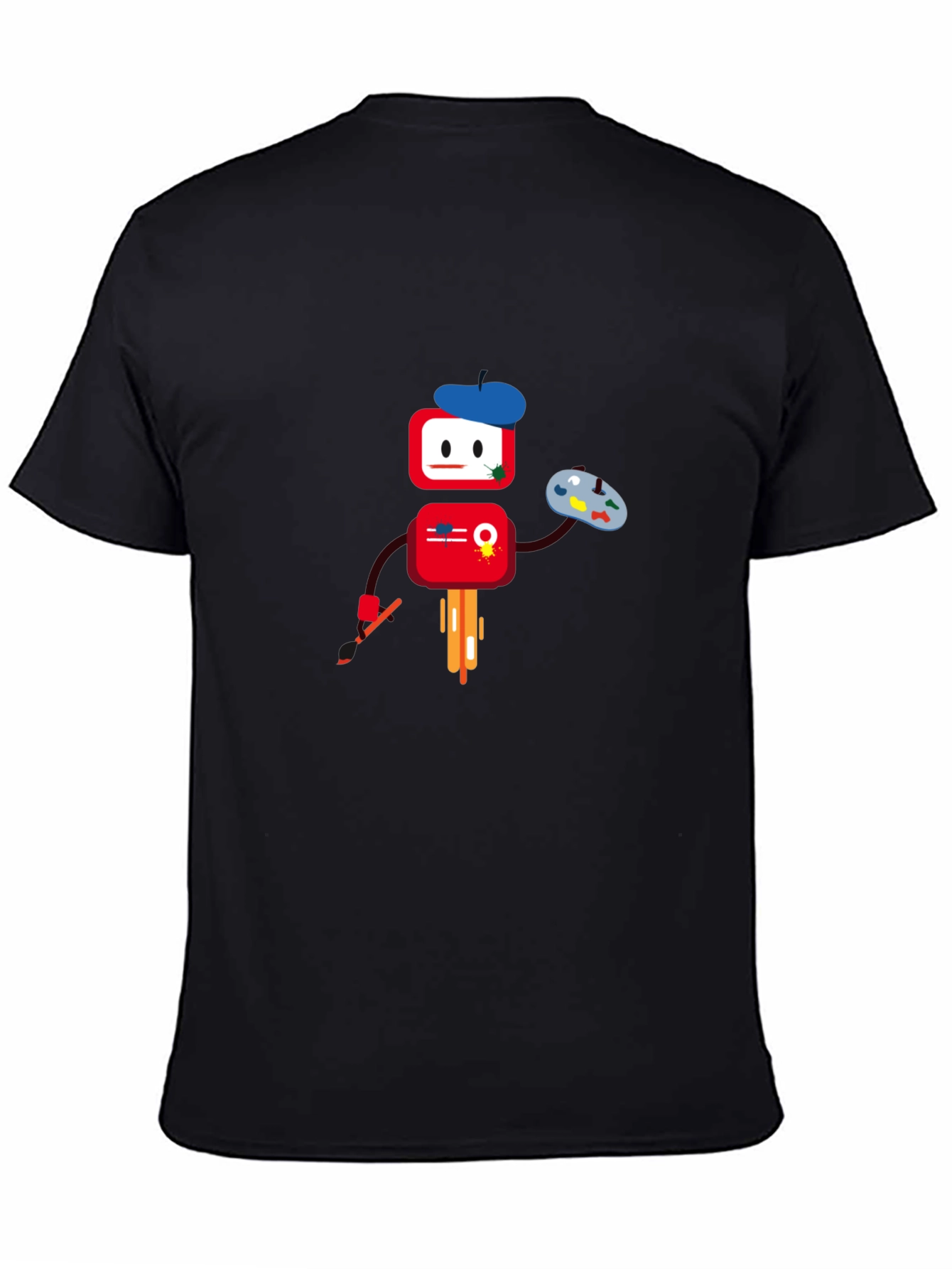 Artistic Robot Graphic T-Shirt - Black