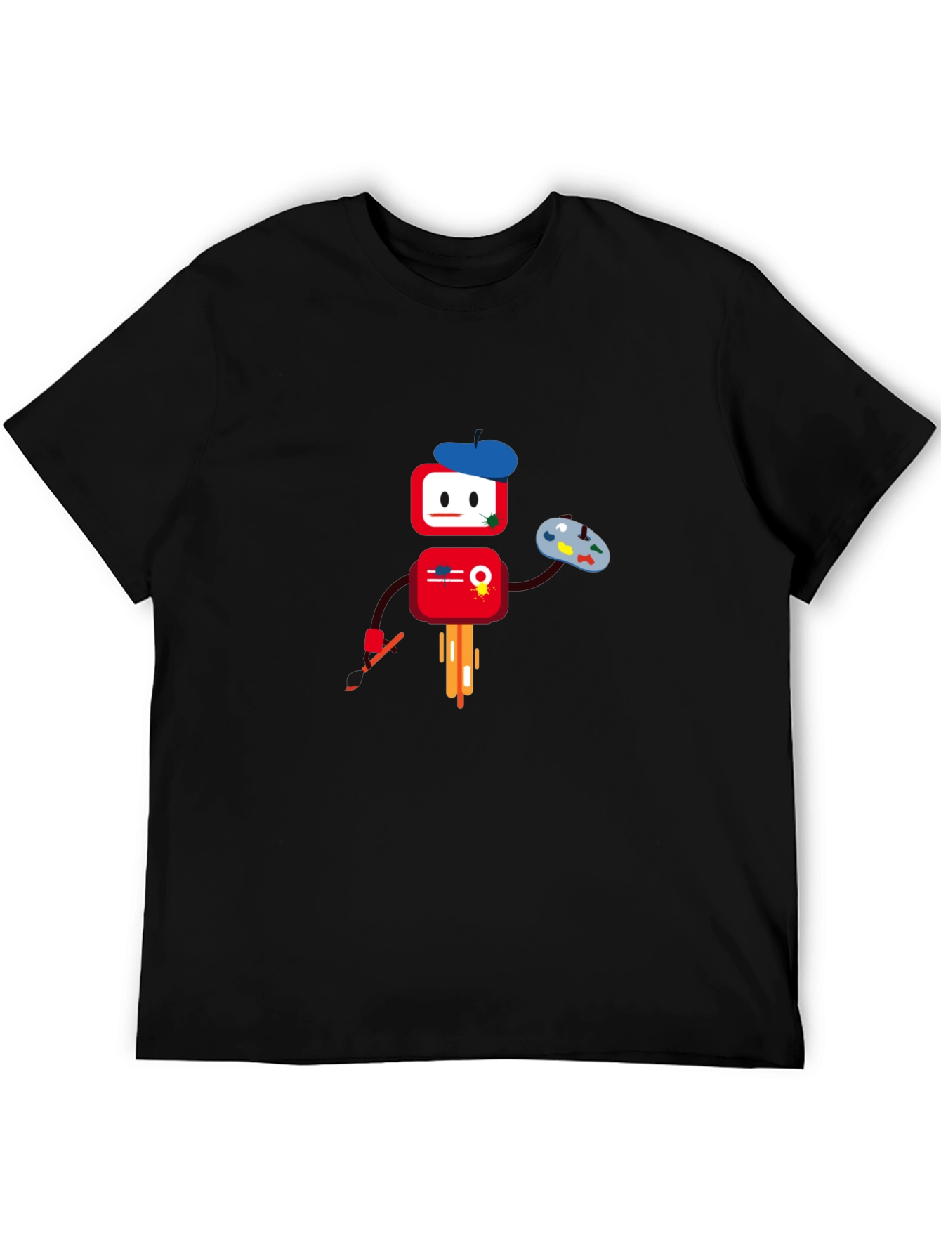 Artistic Robot Graphic T-Shirt - Black