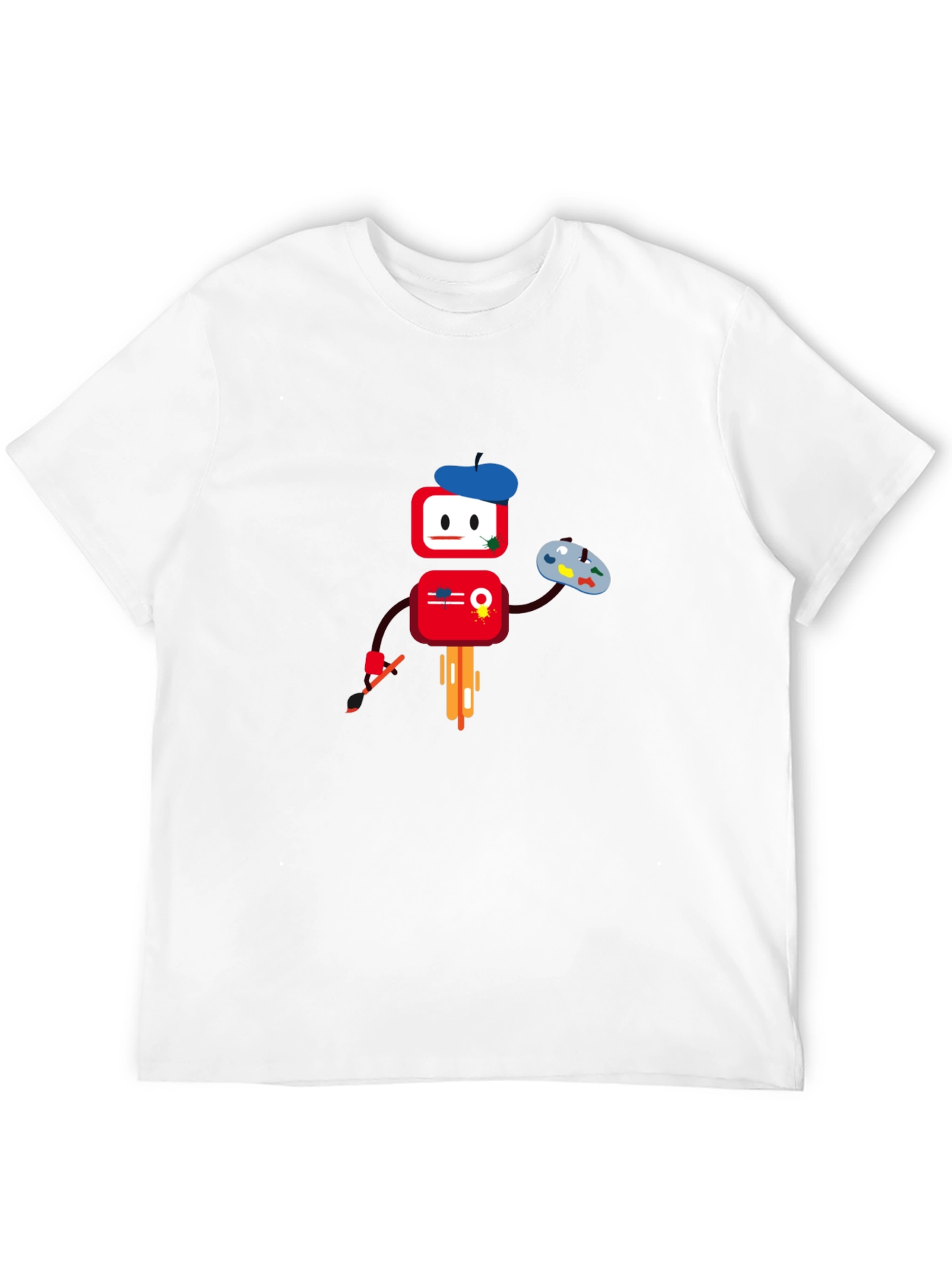 Artistic Robot Graphic T-Shirt - Black