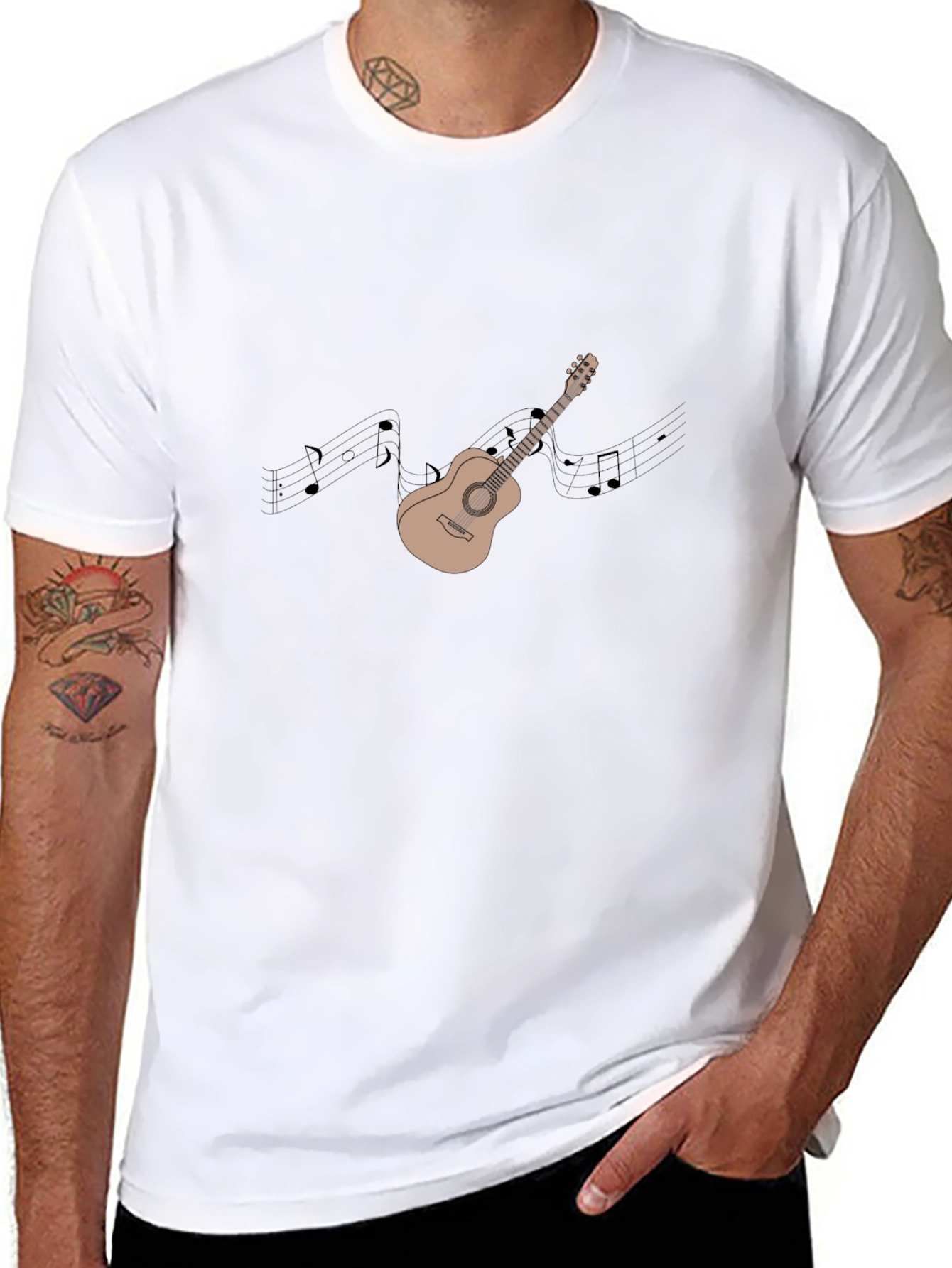 Guitar Graphic Black T-Shirt - Music Lover Tee