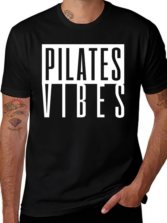 Pilates Vibes Graphic Tee - Black Cotton T-Shirt