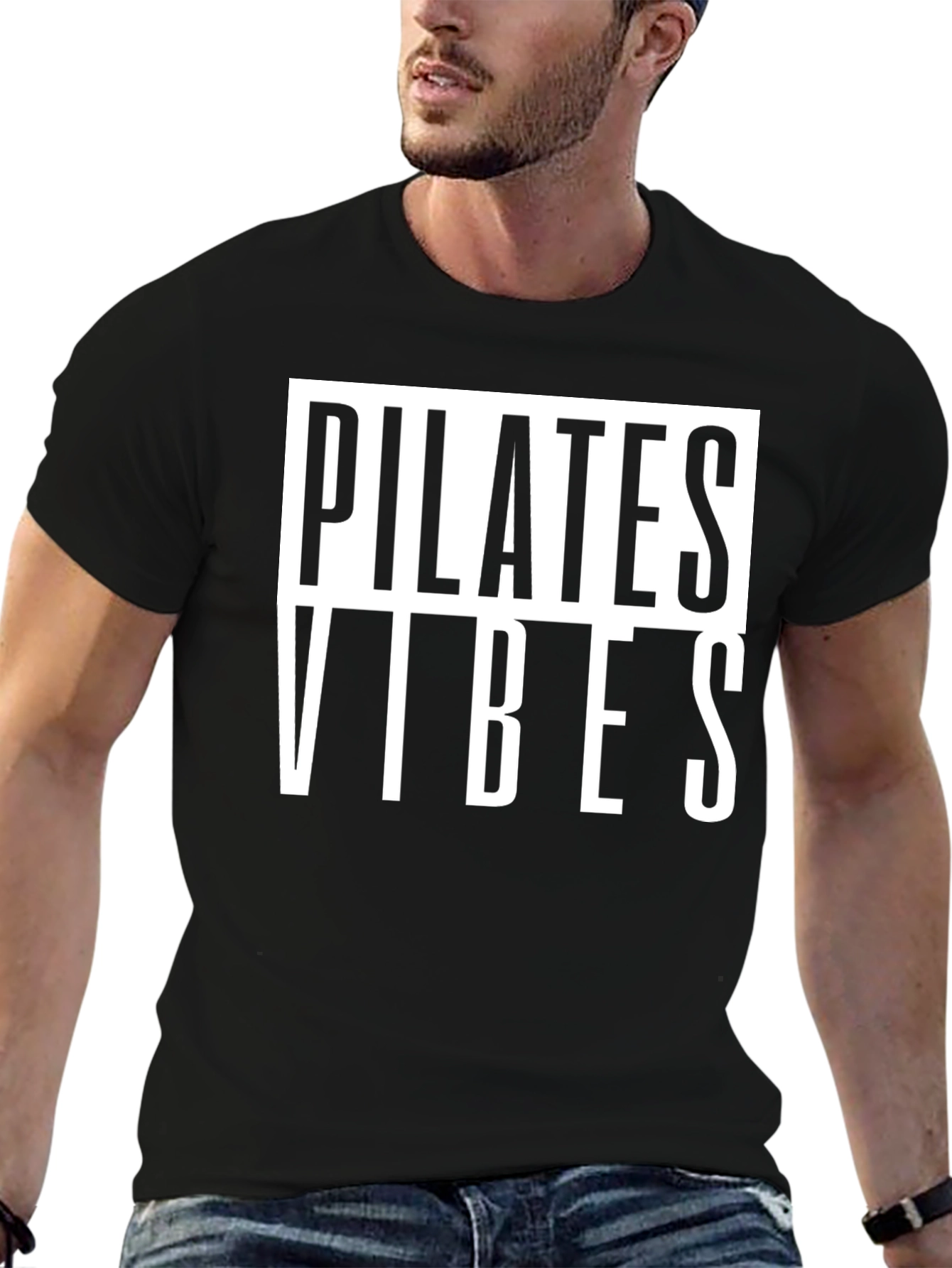 Pilates Vibes Graphic Tee - Black Cotton T-Shirt