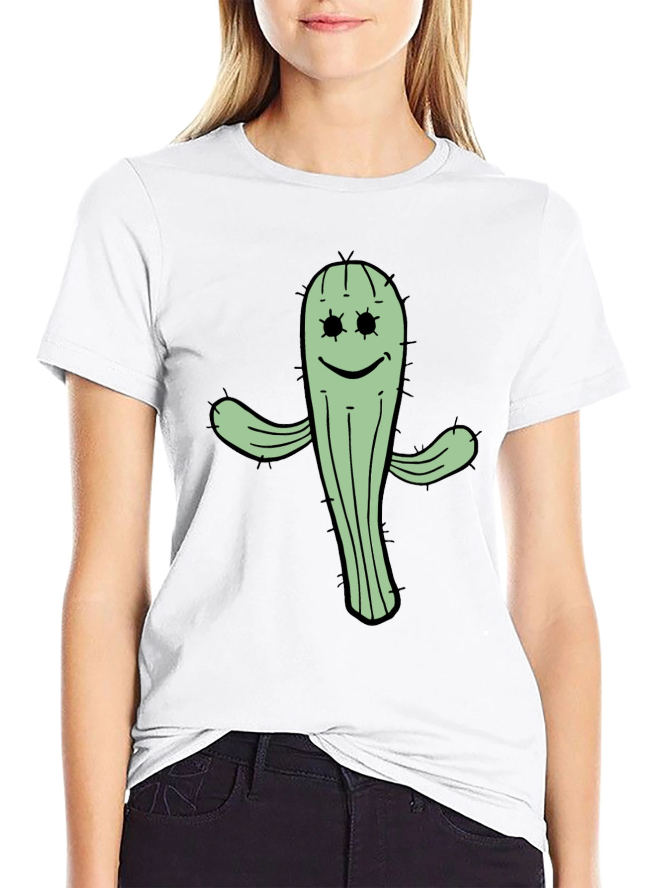 Cactus Graphic Tee - Black Cotton T-Shirt