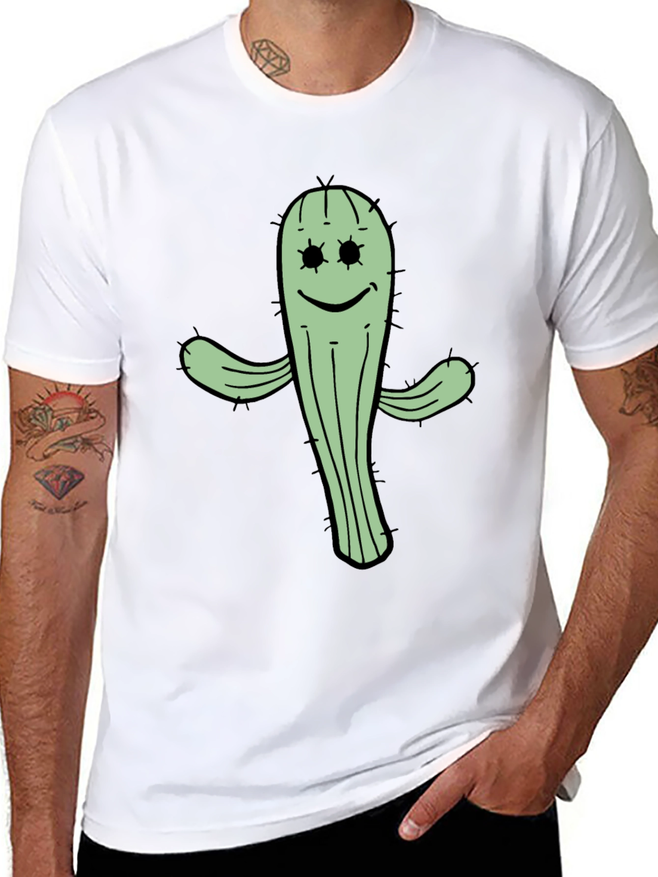 Cactus Graphic Tee - Black Cotton T-Shirt
