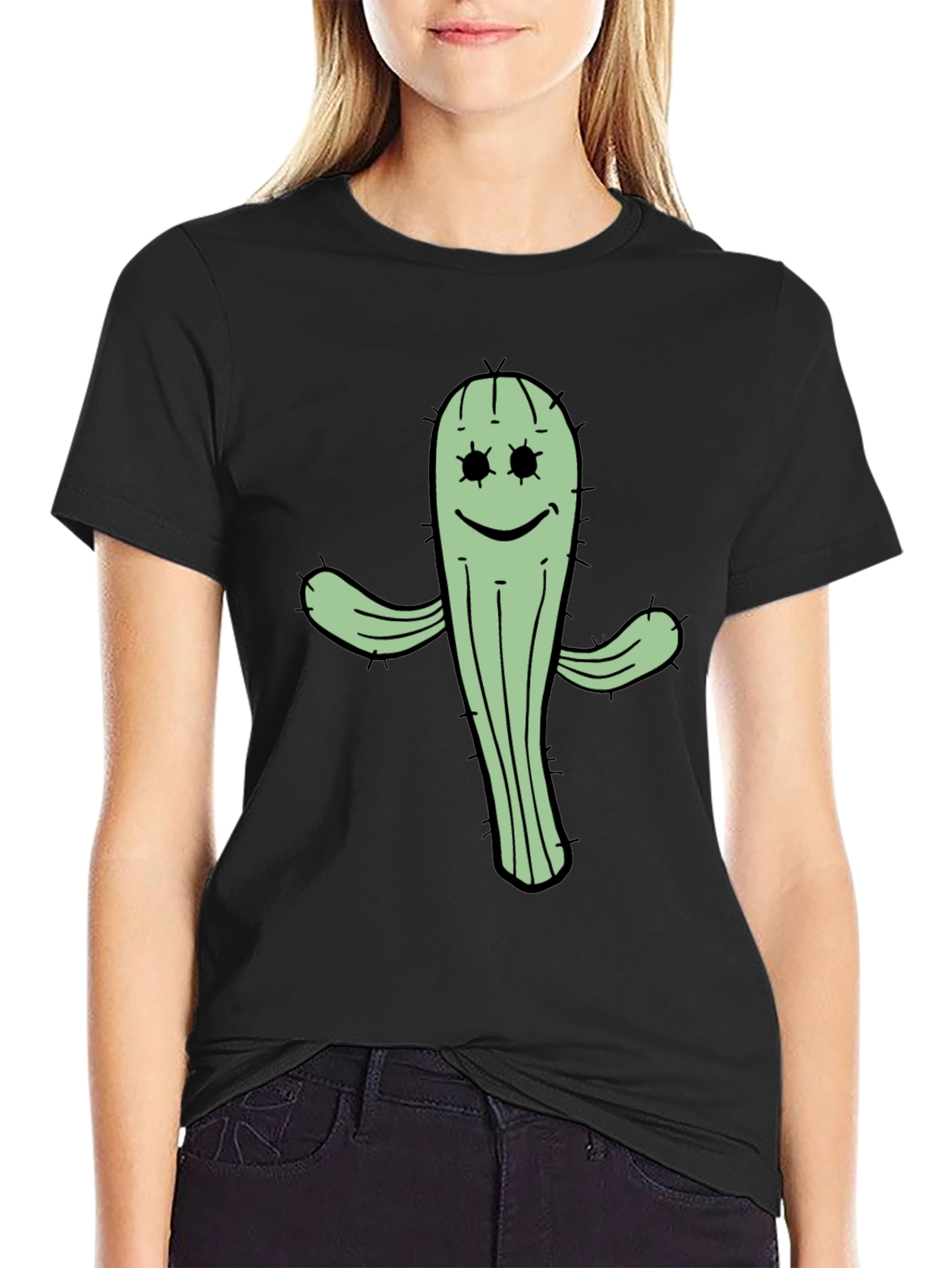 Cactus Graphic Tee - Black Cotton T-Shirt