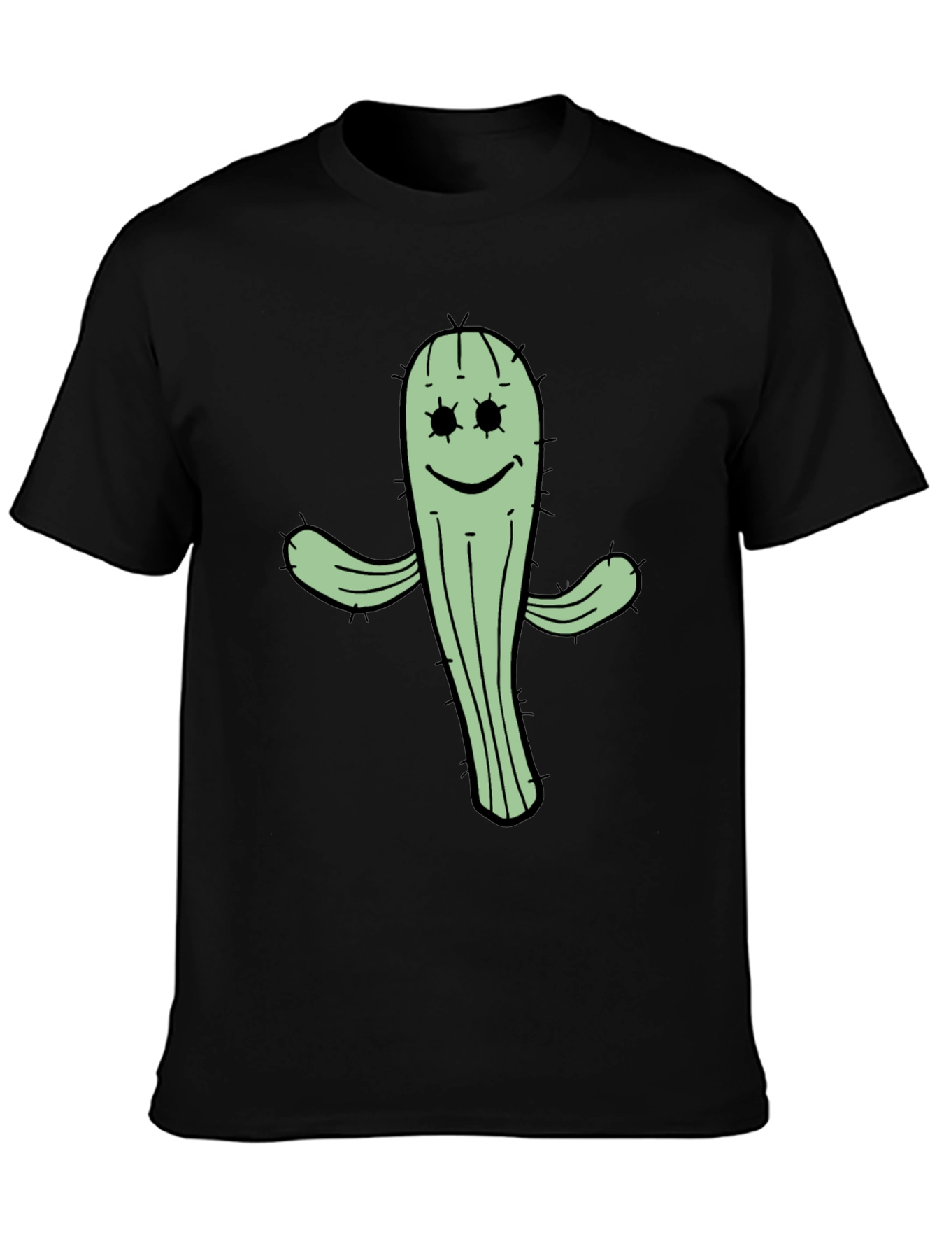 Cactus Graphic Tee - Black Cotton T-Shirt
