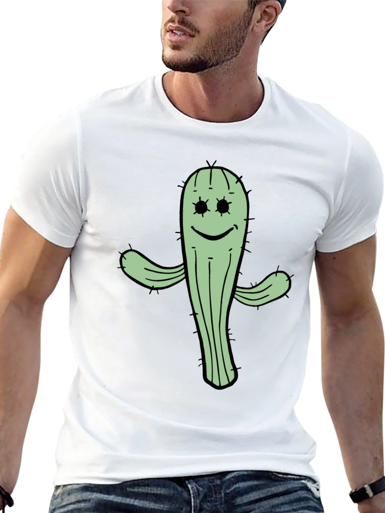 Cactus Graphic Tee - Black Cotton T-Shirt
