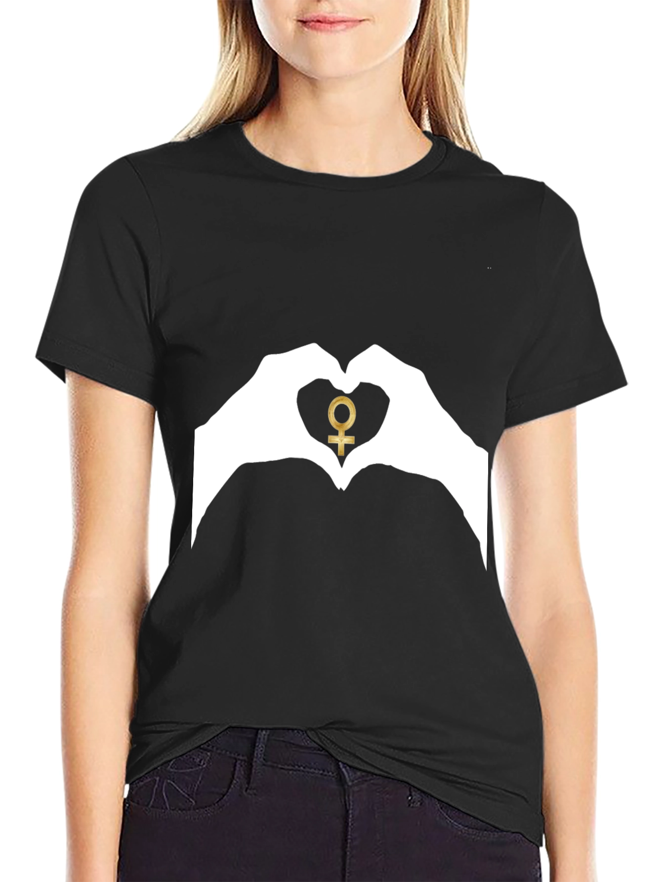 Venus Symbol Heart Hands Graphic Tee