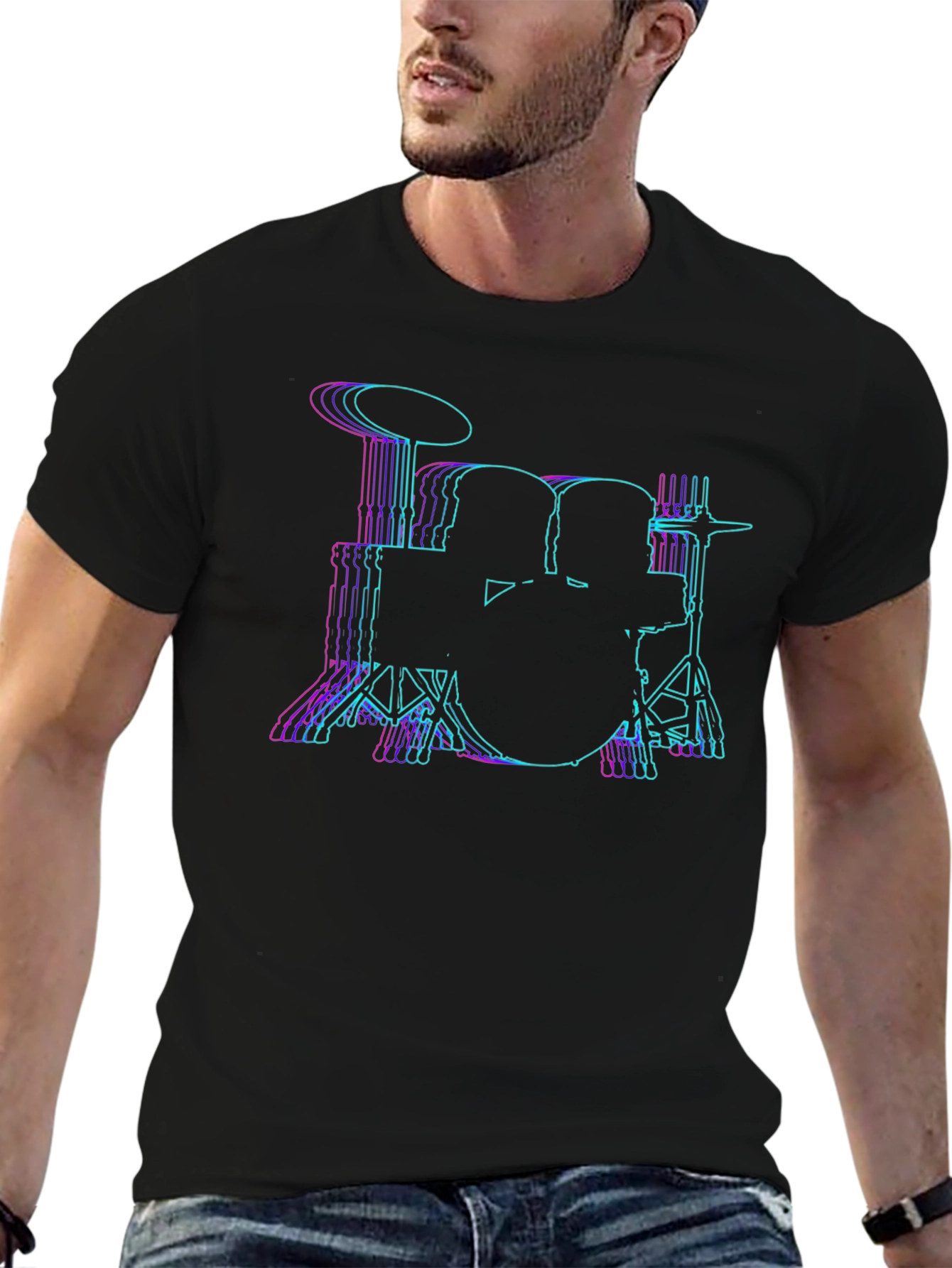 Vaporwave Drum Kit T-Shirt - Black