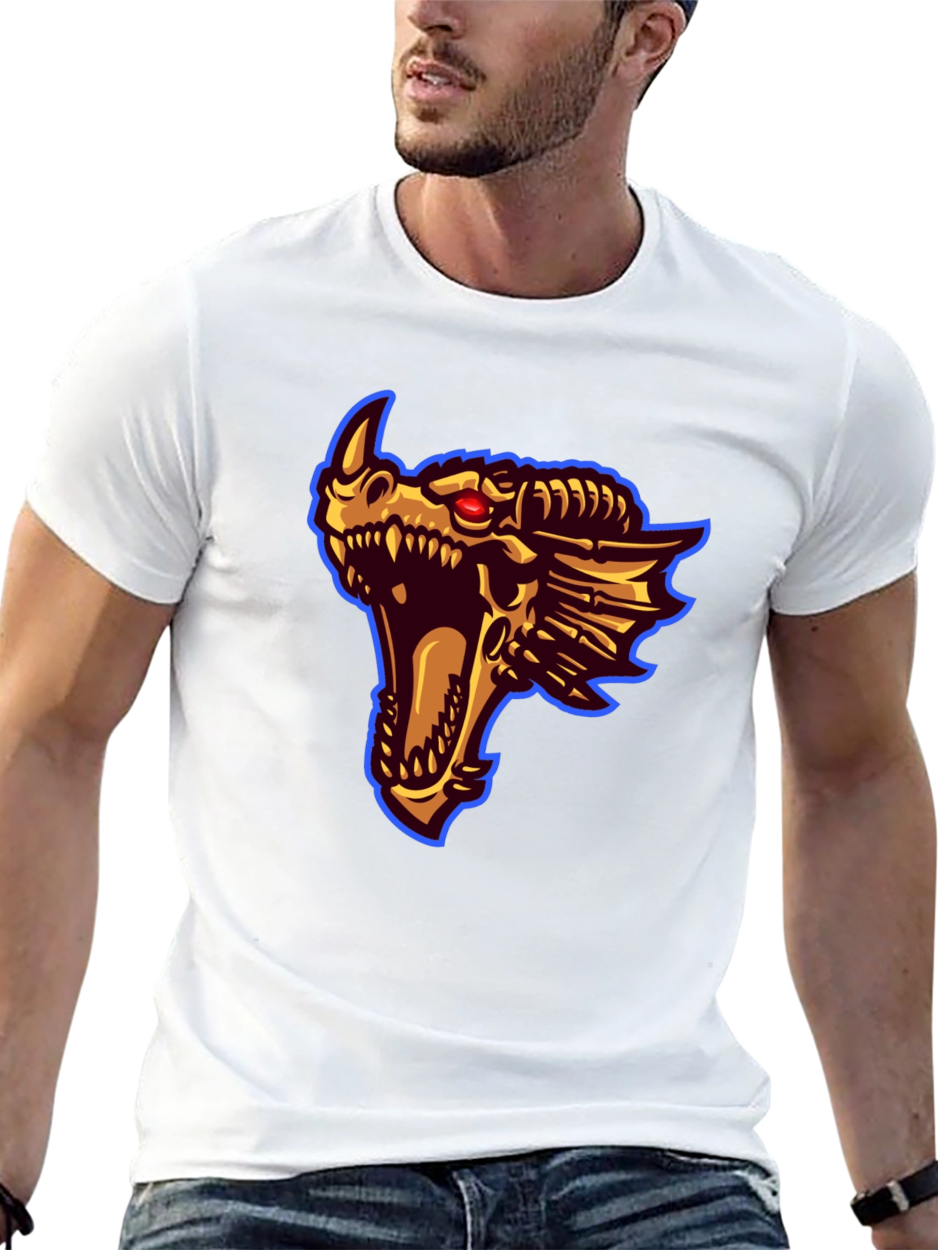Dragon Head Graphic Print T-Shirt