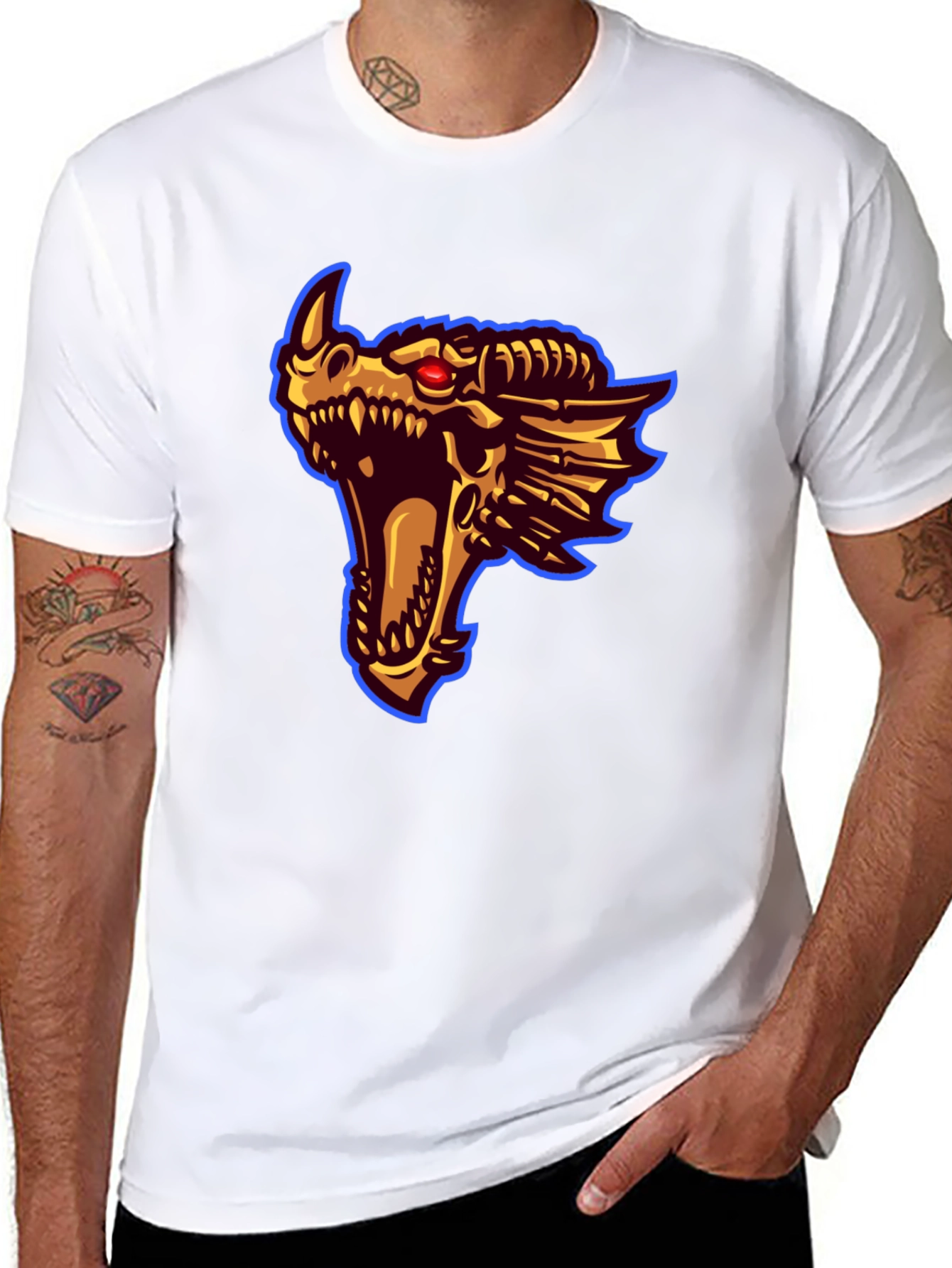 Dragon Head Graphic Print T-Shirt
