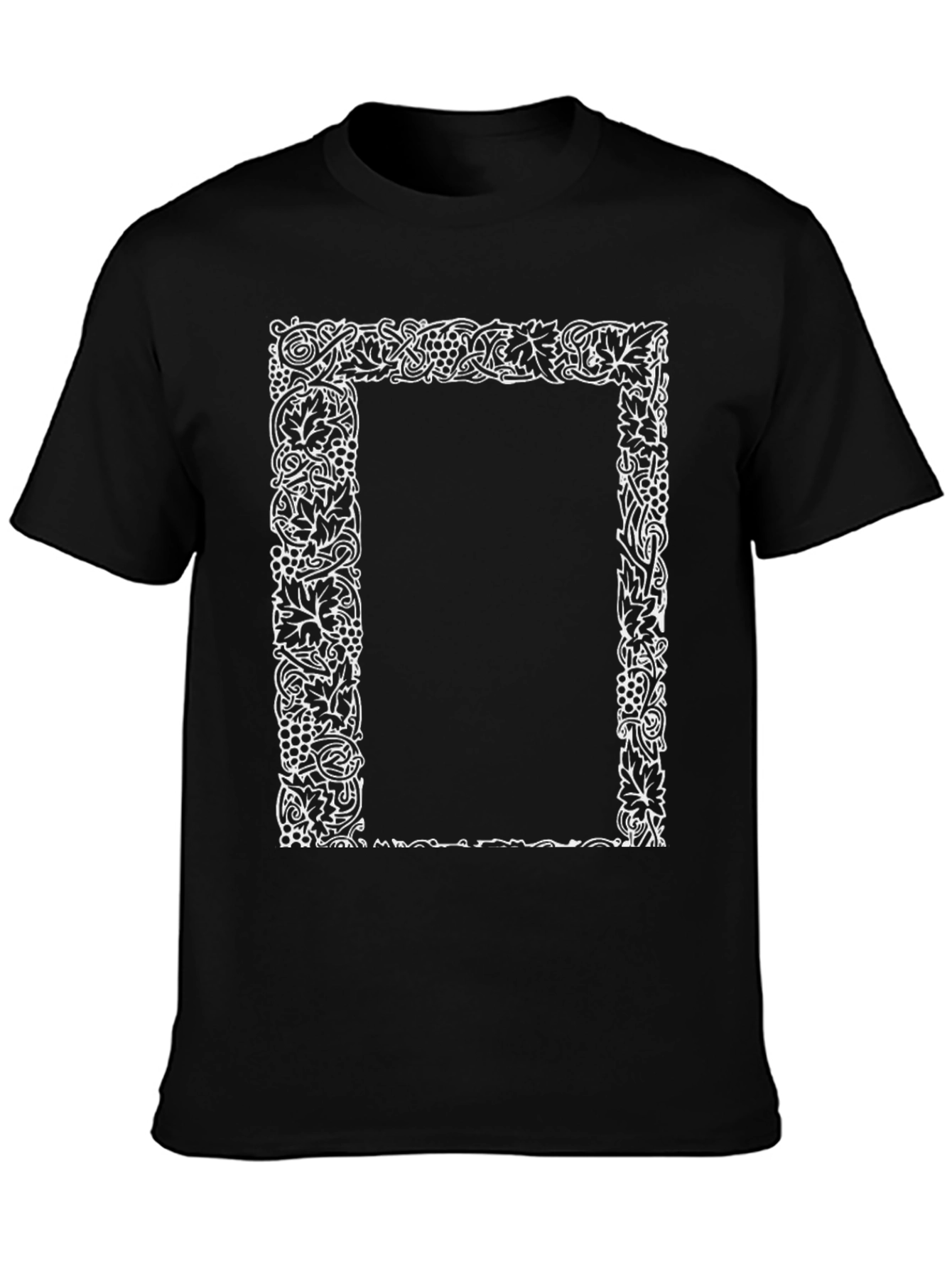 Floral Frame Black T-Shirt