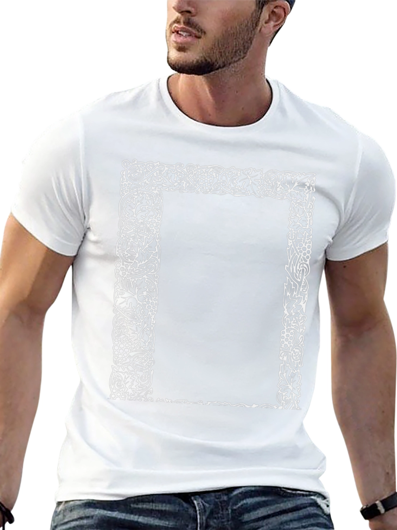 Floral Frame Black T-Shirt