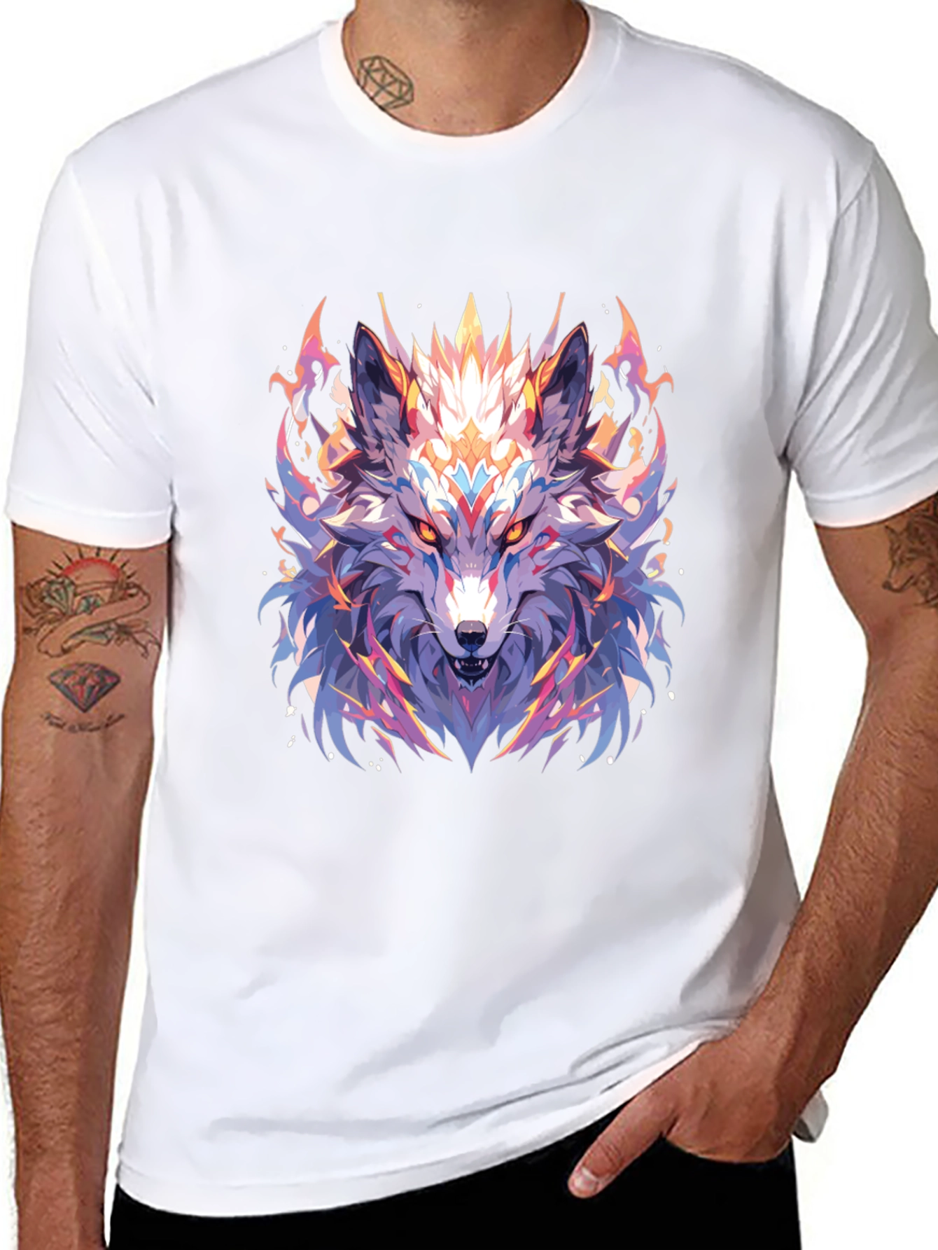 Mystic Wolf Graphic Black T-Shirt