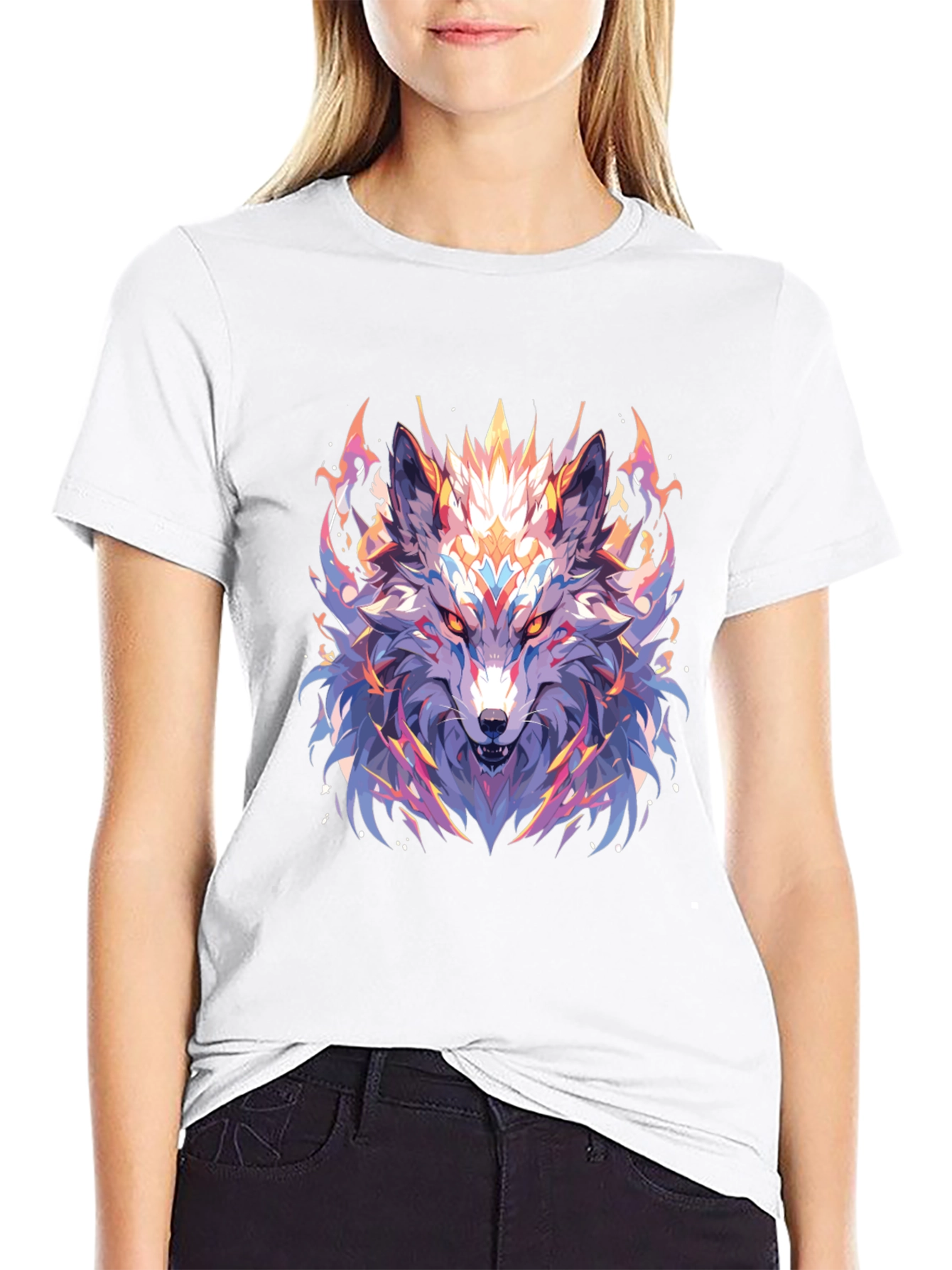 Mystic Wolf Graphic Black T-Shirt